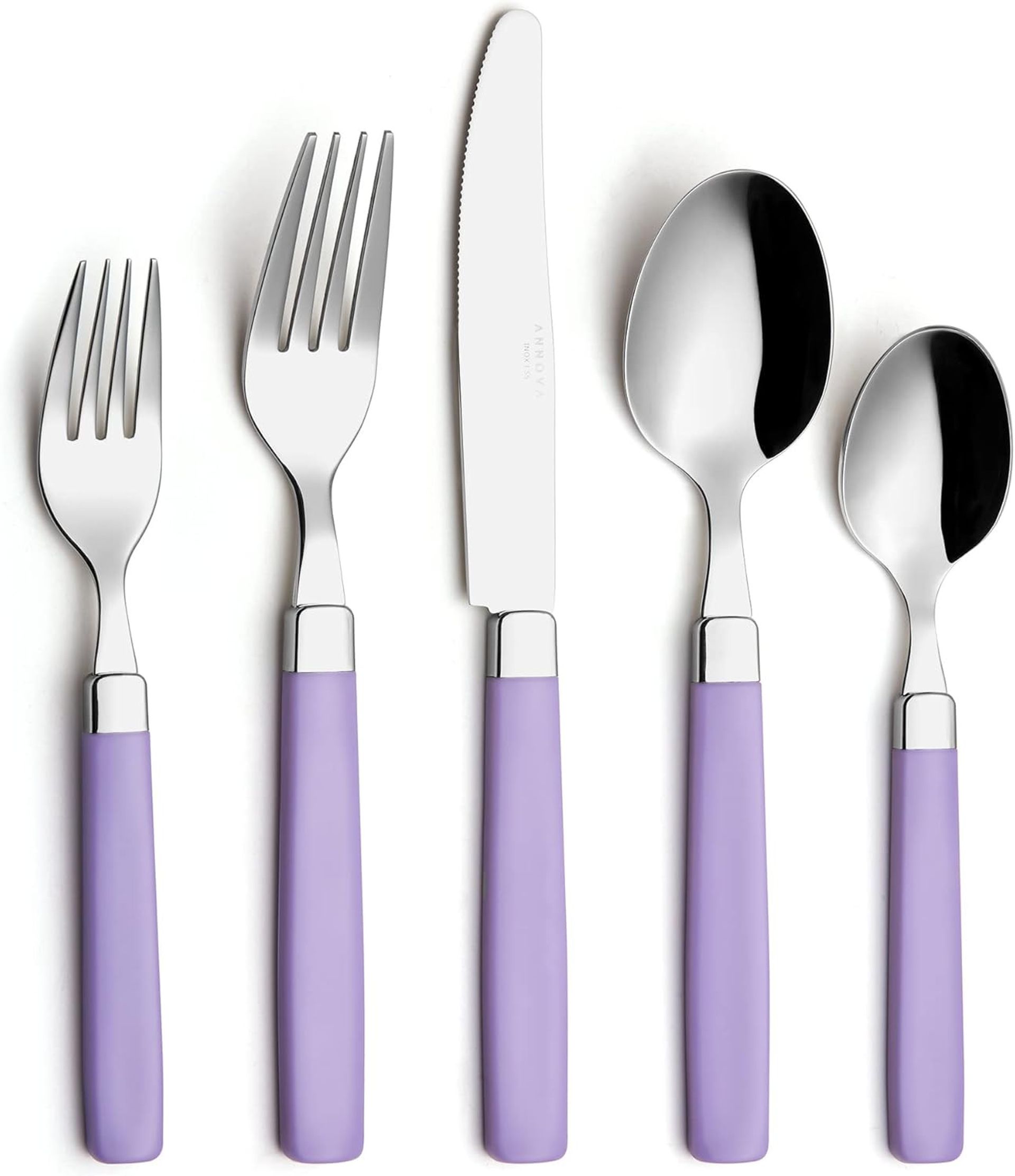 Stainless Steel Cutlery Set 20-Piece Flatware with Colour Handles Service for 4 - Light Purple AN23 - Spring Refresh