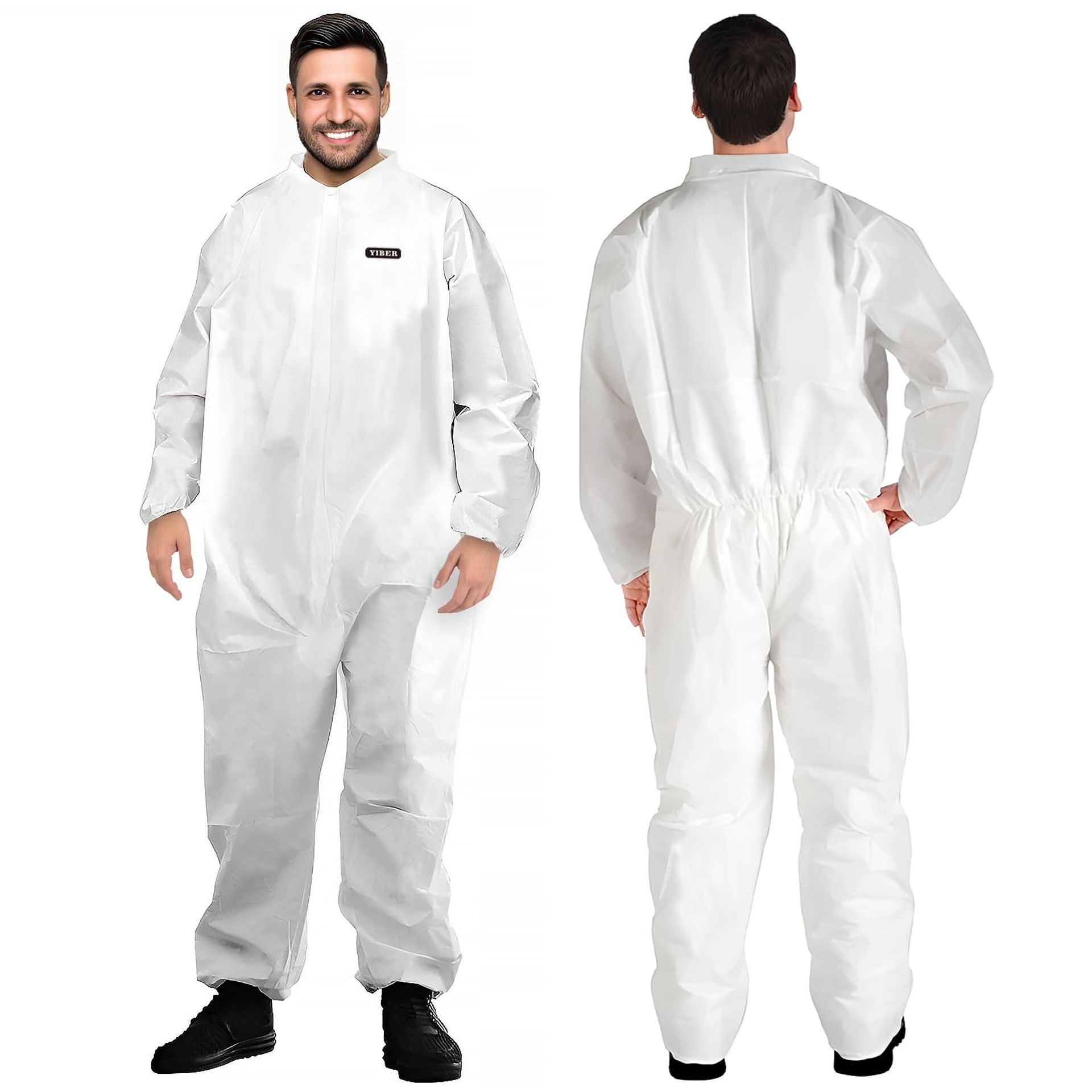 Disposable Protective Coveralls Heavy Duty Breathable Water-Resistant Suit for Painting, Cleaning & Safety Tasks - White S