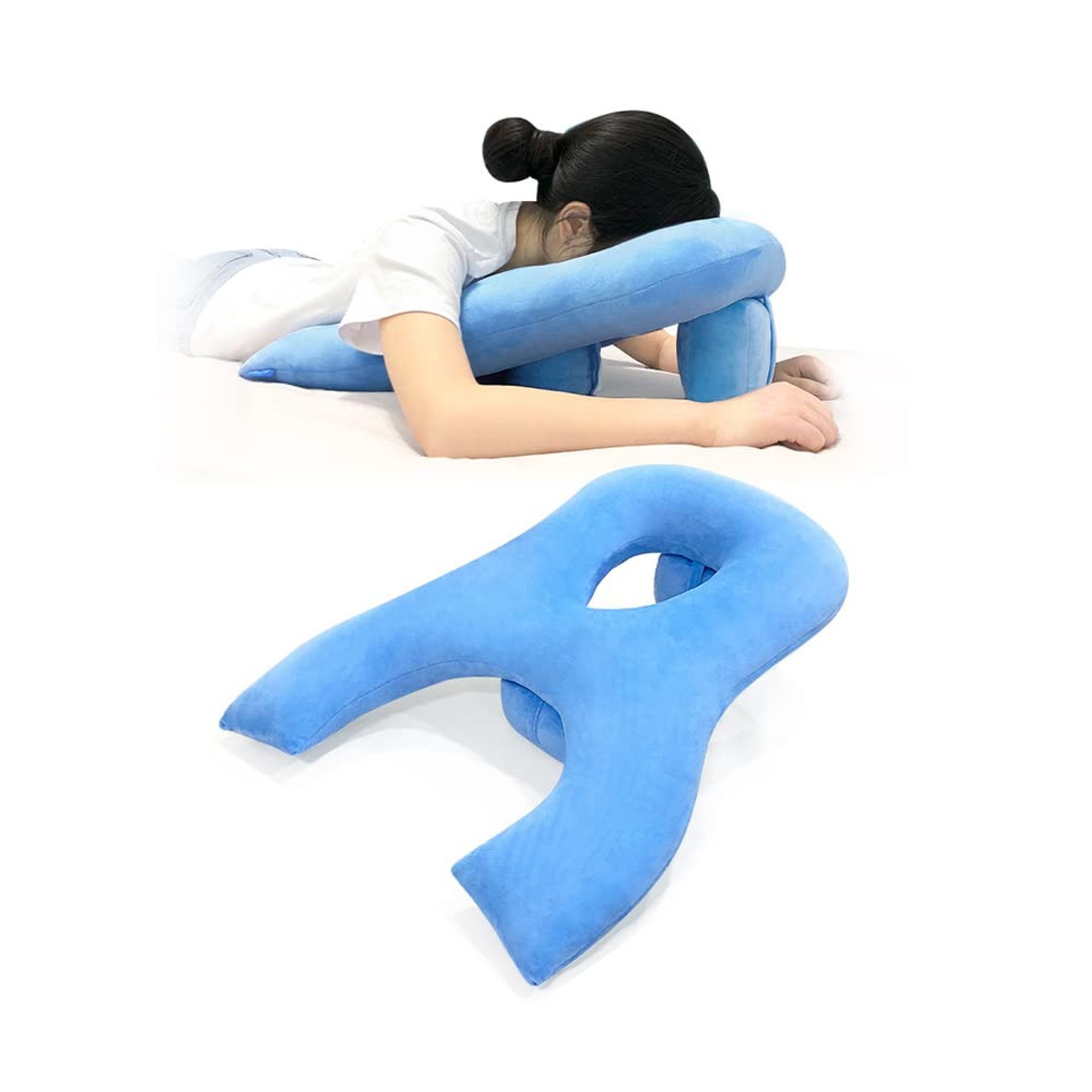Face Down Recovery Pillow After Eye Surgery Vitrectomy Support Cushion for Prone Sleeping and Massage Table Use - Blue