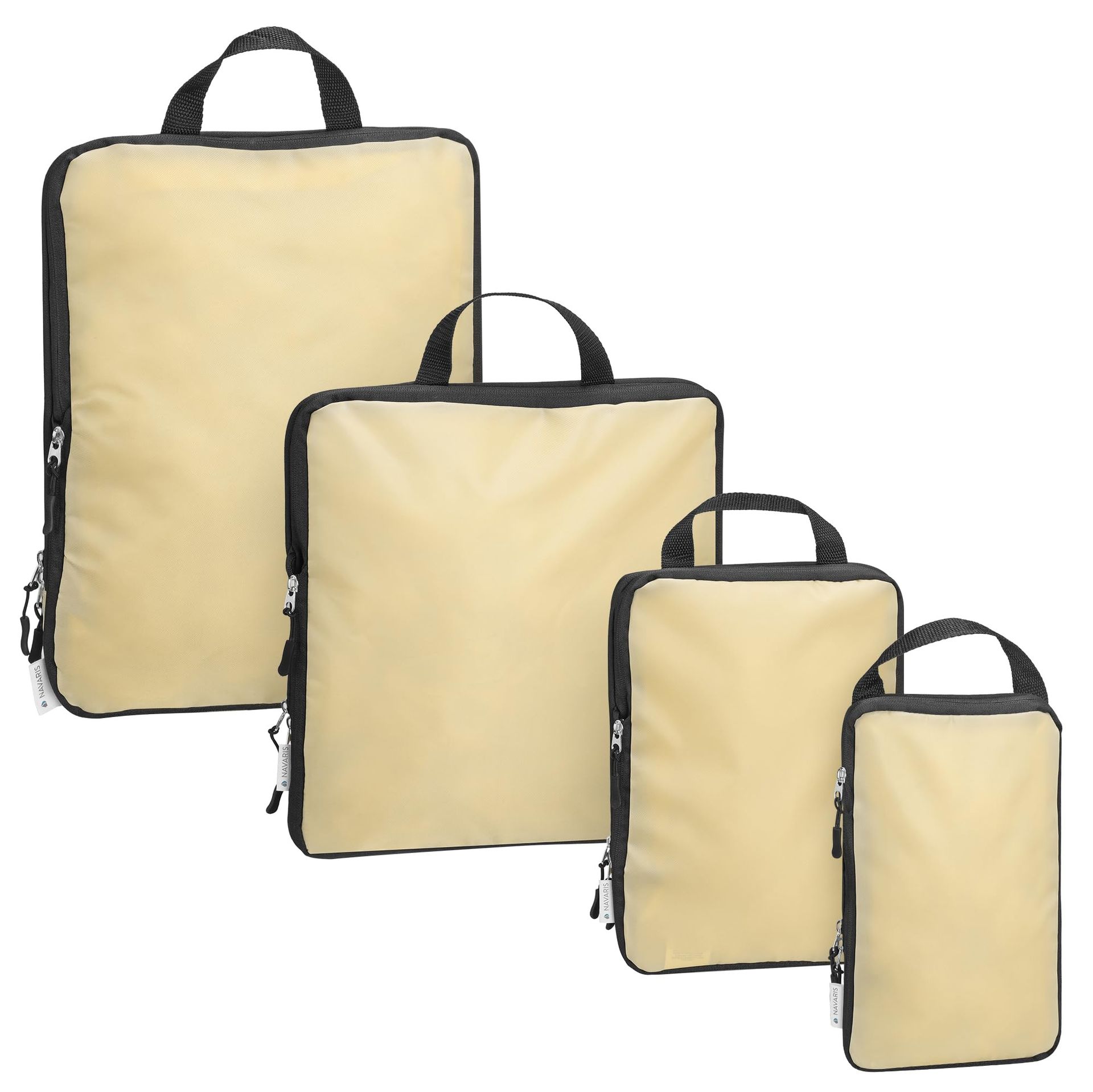 Compression Packing Cubes 8 Piece Set Space-Saving Travel Organiser Bags for Suitcases and Luggage - Beige 8x