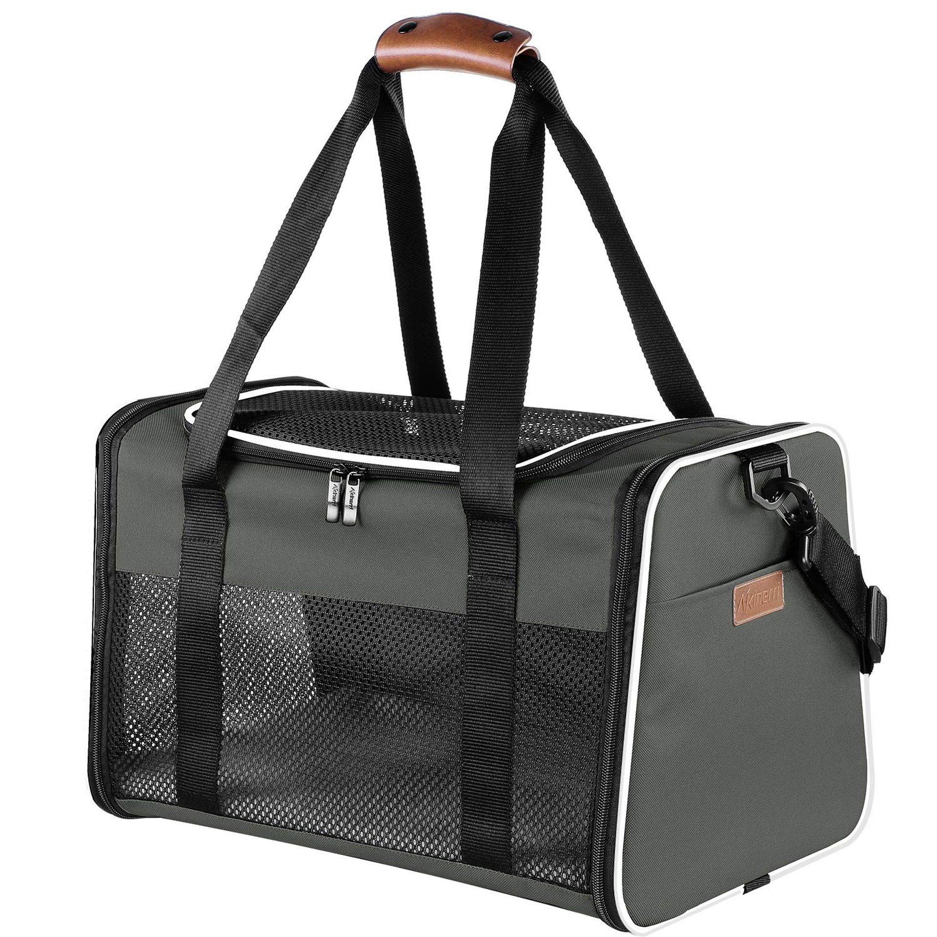 Airline Approved Soft Sided Pet Travel Carrier Collapsible Design for Cats and Small Dogs - Brown 43cm