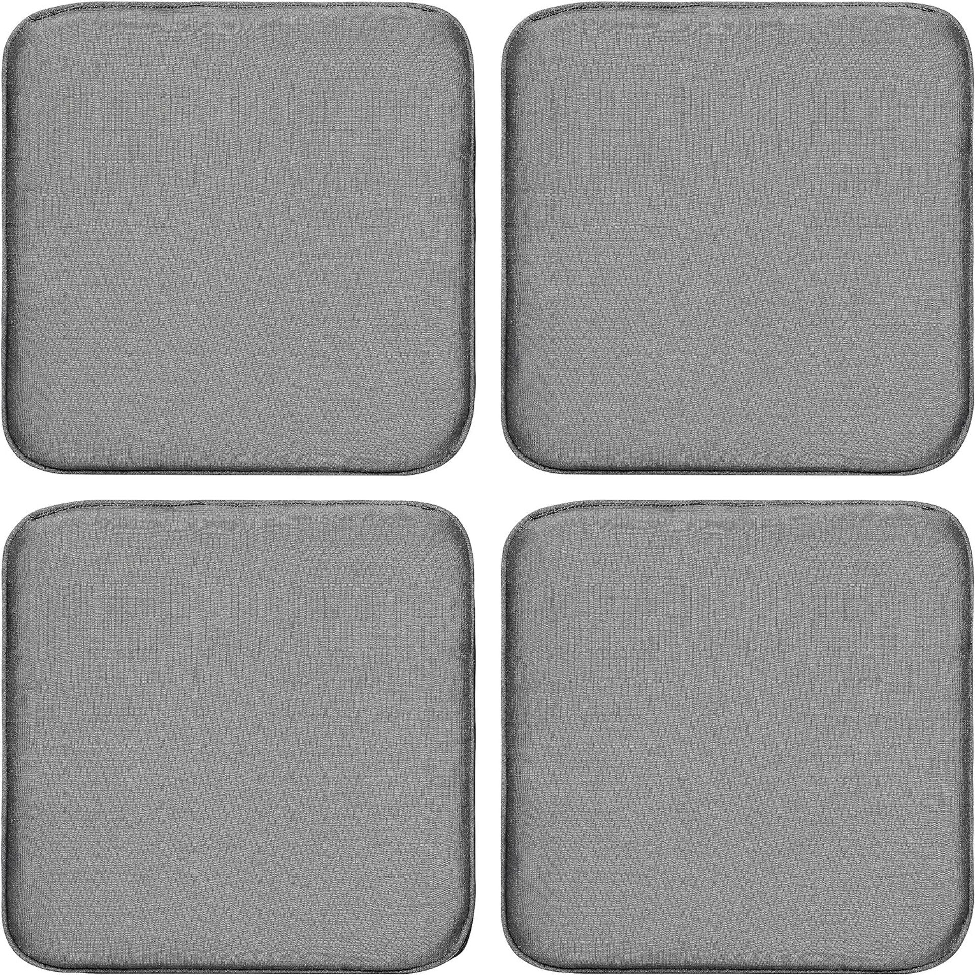 Memory Foam Seat Cushion Set of 4 Slow Rebound Waterproof Non-Slip Design for Home & Office Chairs - Dark Grey 4 Count