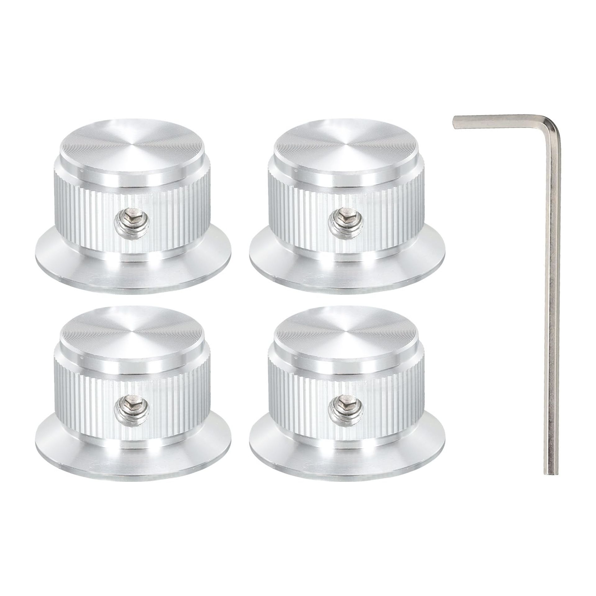 Aluminium Potentiometer Knobs 6mm Shaft for Guitar Bass Amplifier Controls Pack of 4 - Silver 6mm