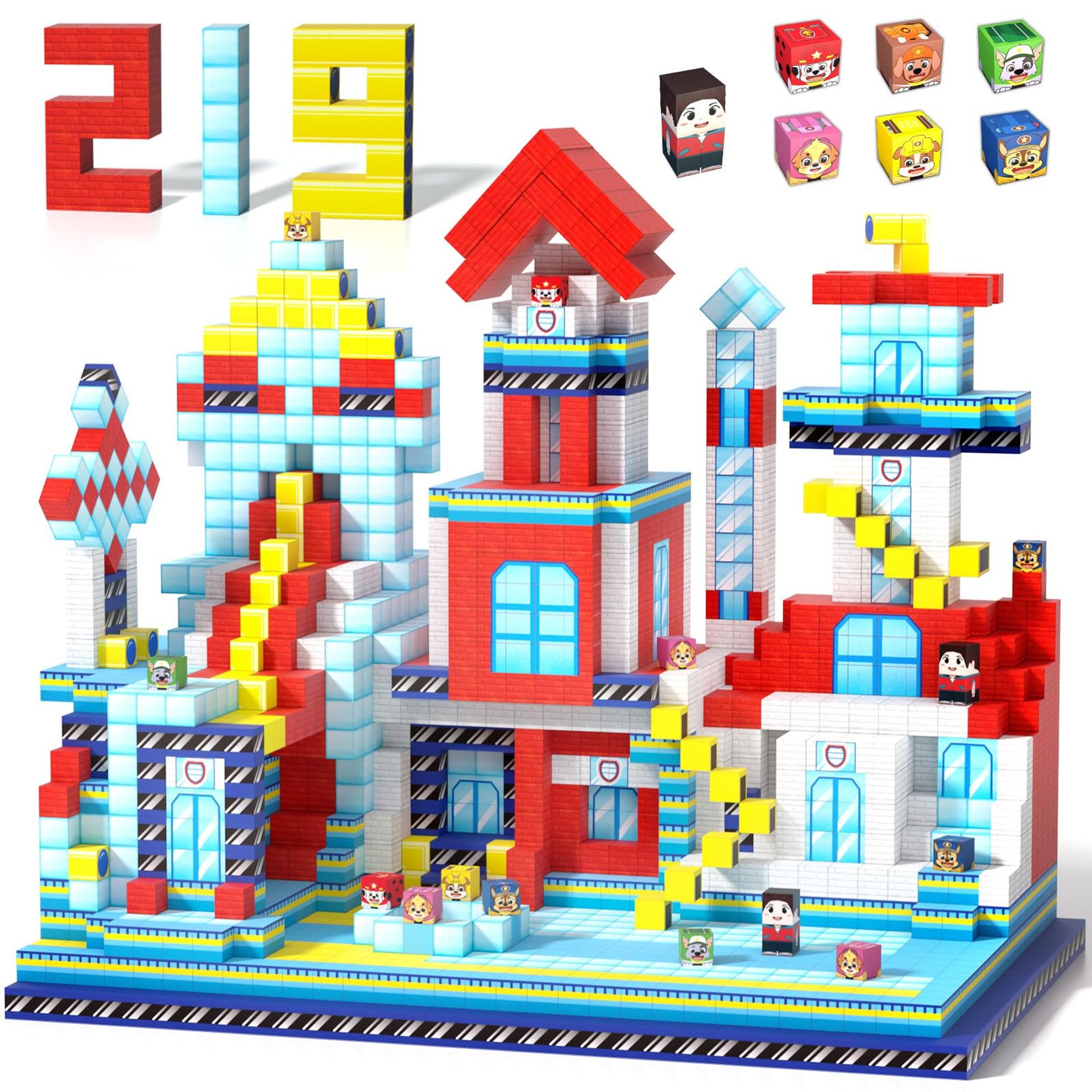 Magnetic Building Blocks 219 Pieces STEM Montessori Construction Set for Kids - 219 Pcs Large AB26