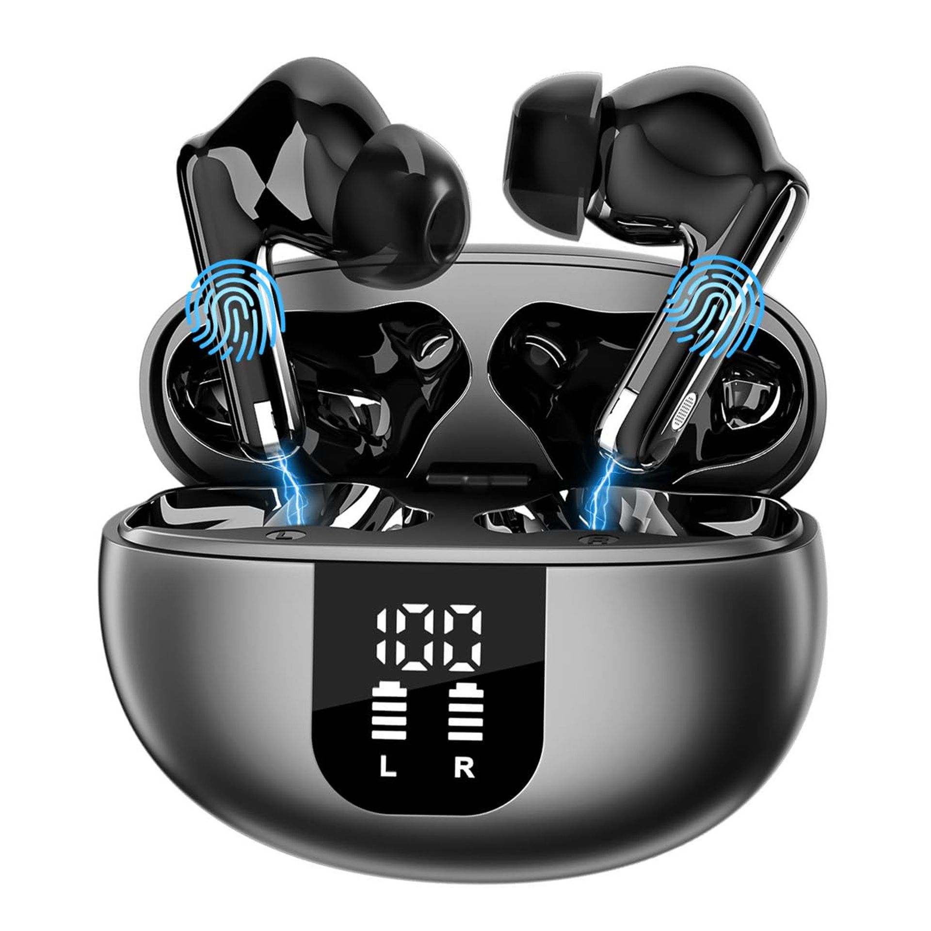 AI Translation Earbuds Real-Time 160 Languages Bluetooth with Meeting Summary & 52h Playtime - Black Q10-B