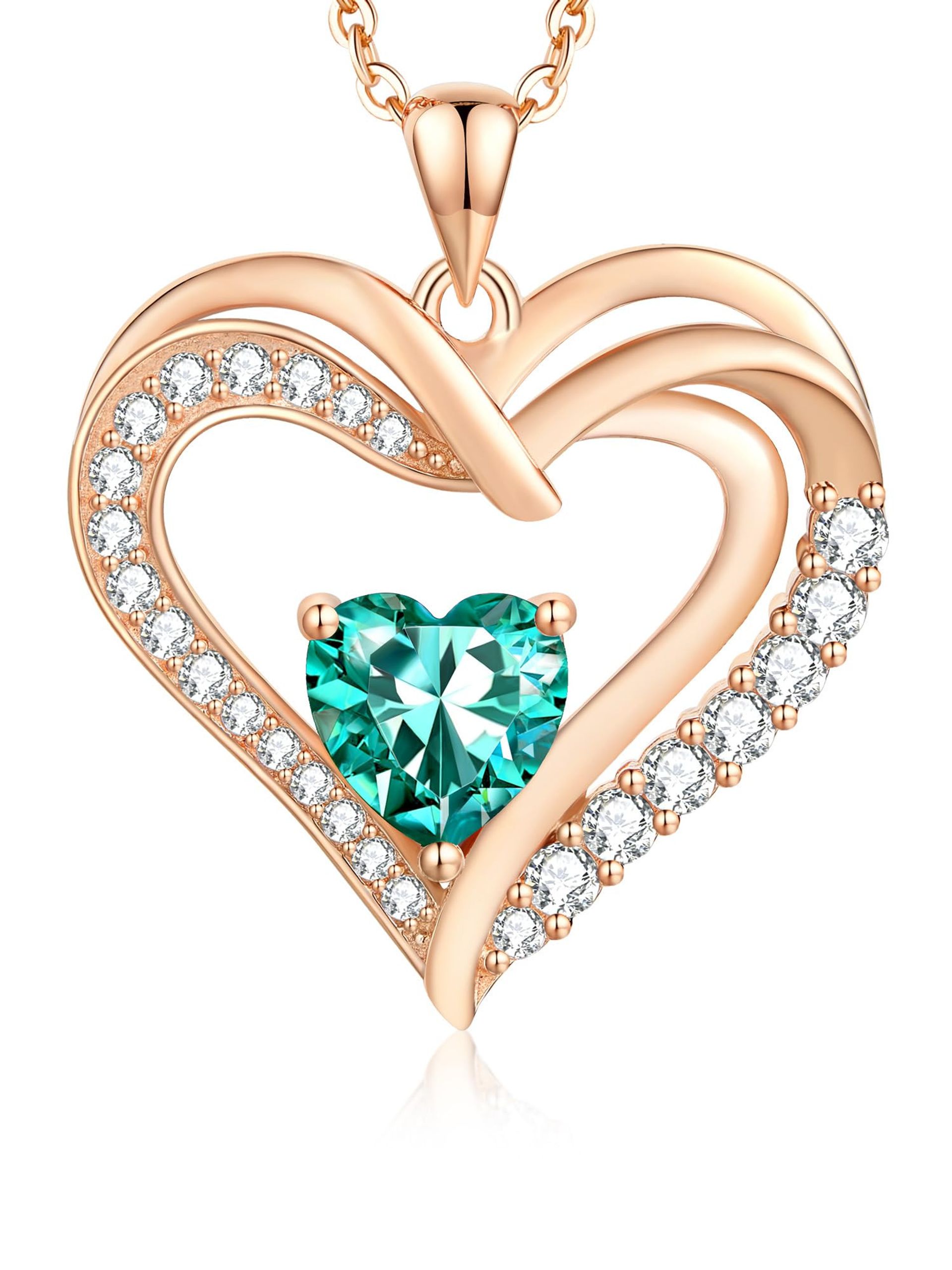 18K Rose Gold Plated Sterling Silver Birthstone Necklace for Women, Elegant Jewellery Gift for Birthday or Anniversary - Rosegold December