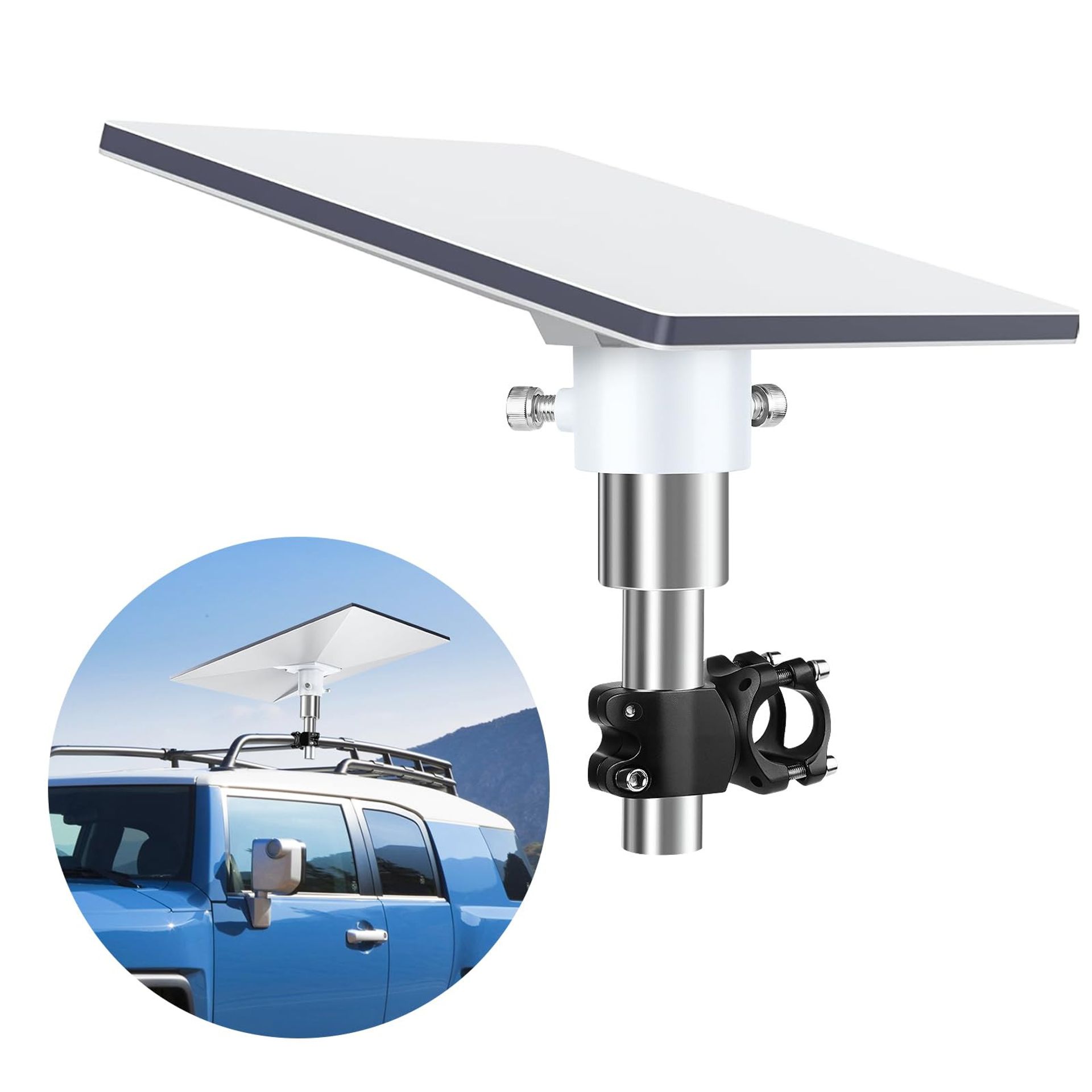 Starlink Gen 3 Wall Mount Kit Adjustable Height Bracket with Pipe Adapter for Secure Roof Installation - Grey Adjustable Height