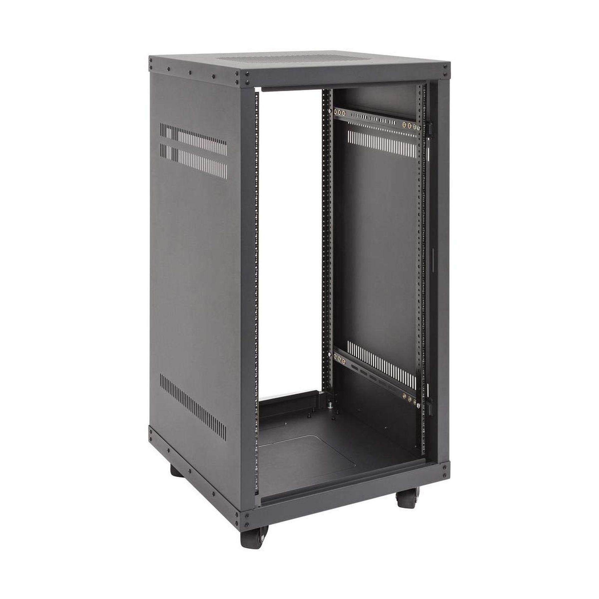 19-Inch Equipment Rack 21U Heavy-Duty Steel Frame with Front and Rear Access Panels - Black 21U