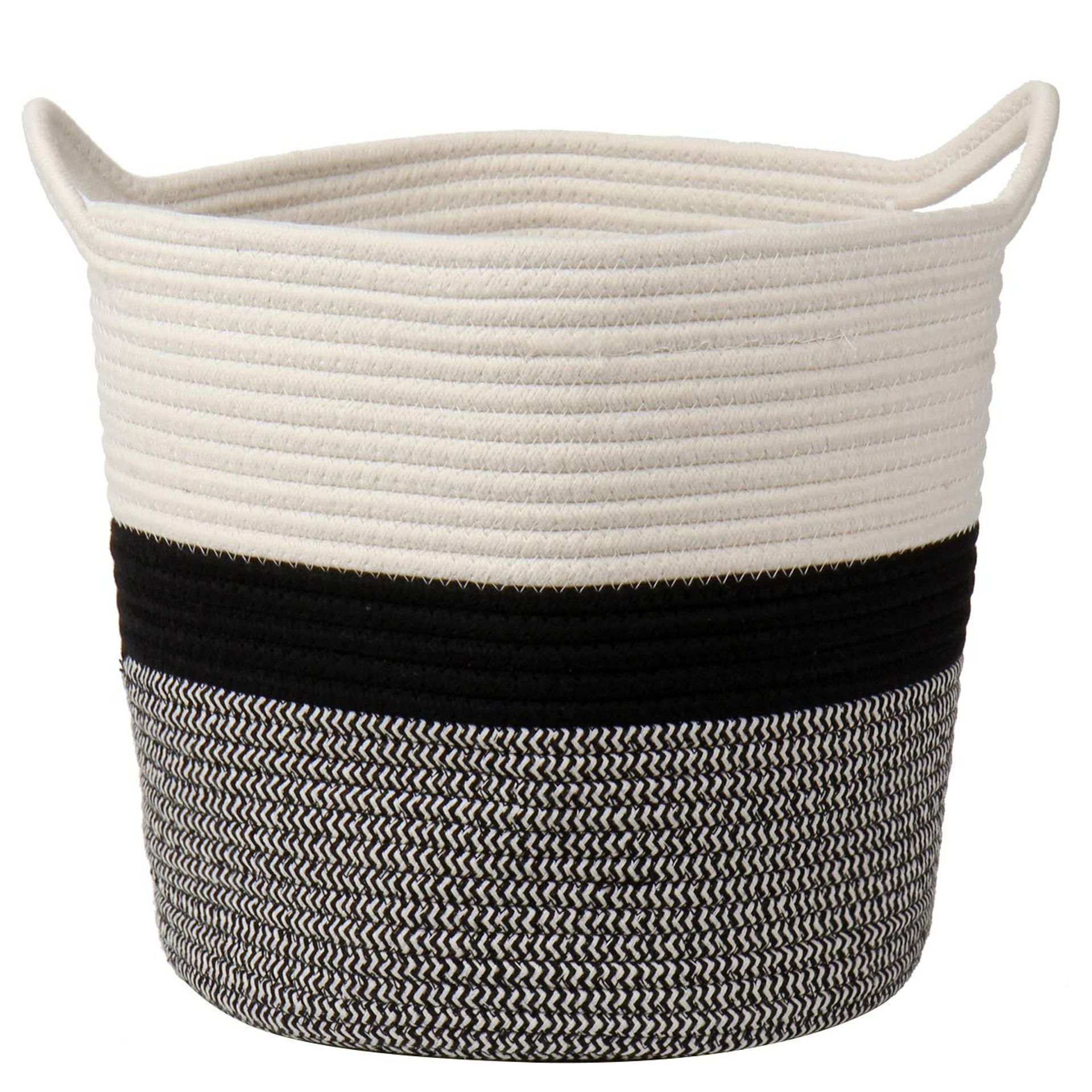 Cotton Rope Storage Basket Foldable Woven Laundry Hamper with Handles for Toys, Blankets & Crafts - Grey Large 38x38cm - Spring Refresh