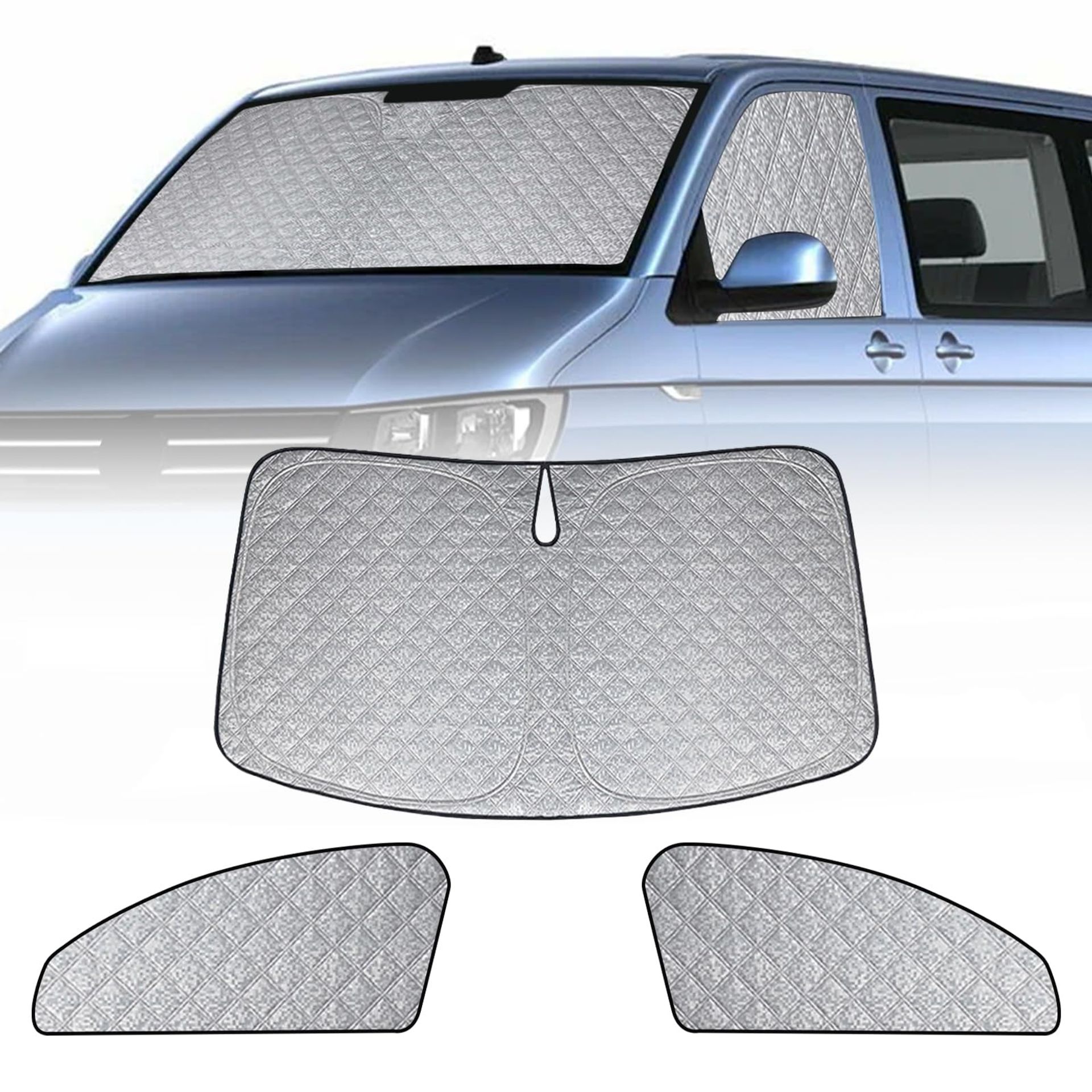 Front Window Screen Cover 3PCS Sunshade Thermal Blind Set for VW T6 with Storage Bag - Customised for VW T6 3PCS