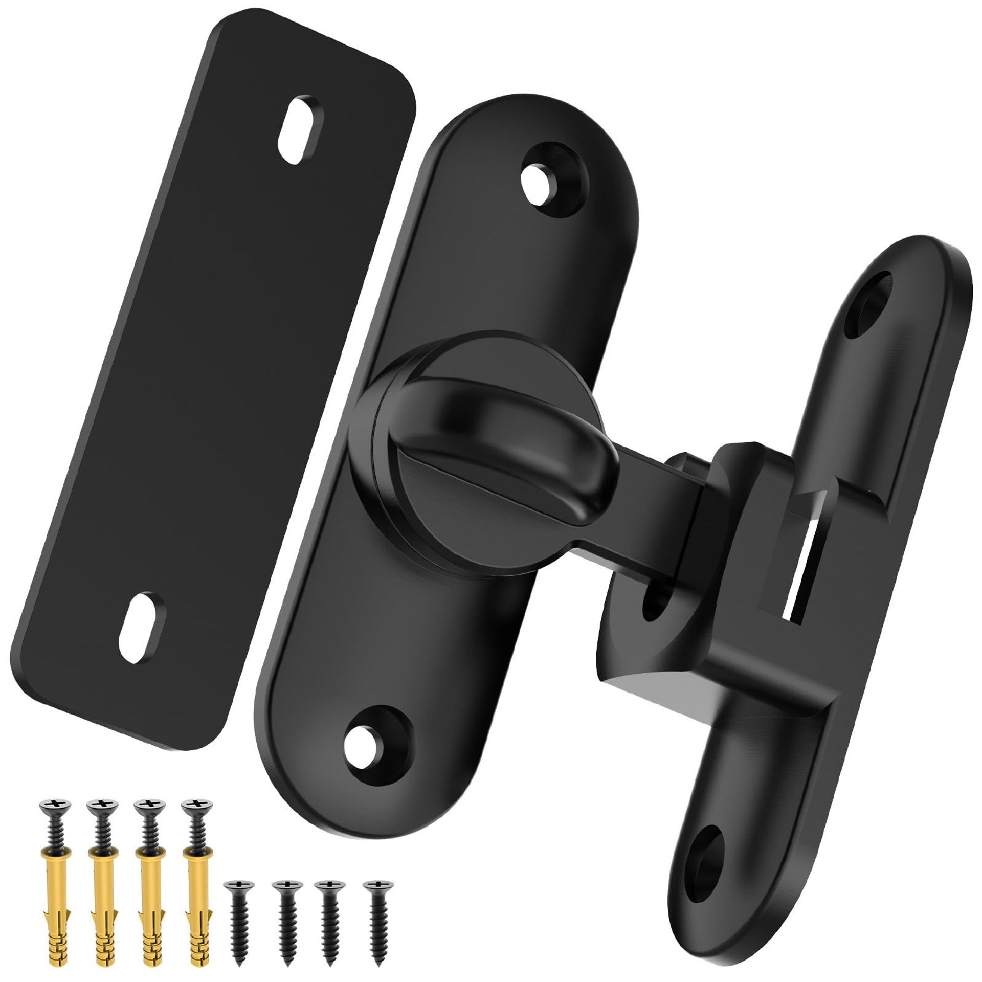 Flip Sliding Barn Door Lock 90/180 Degree Latch for Doors, Windows & Gates - Black CL02
