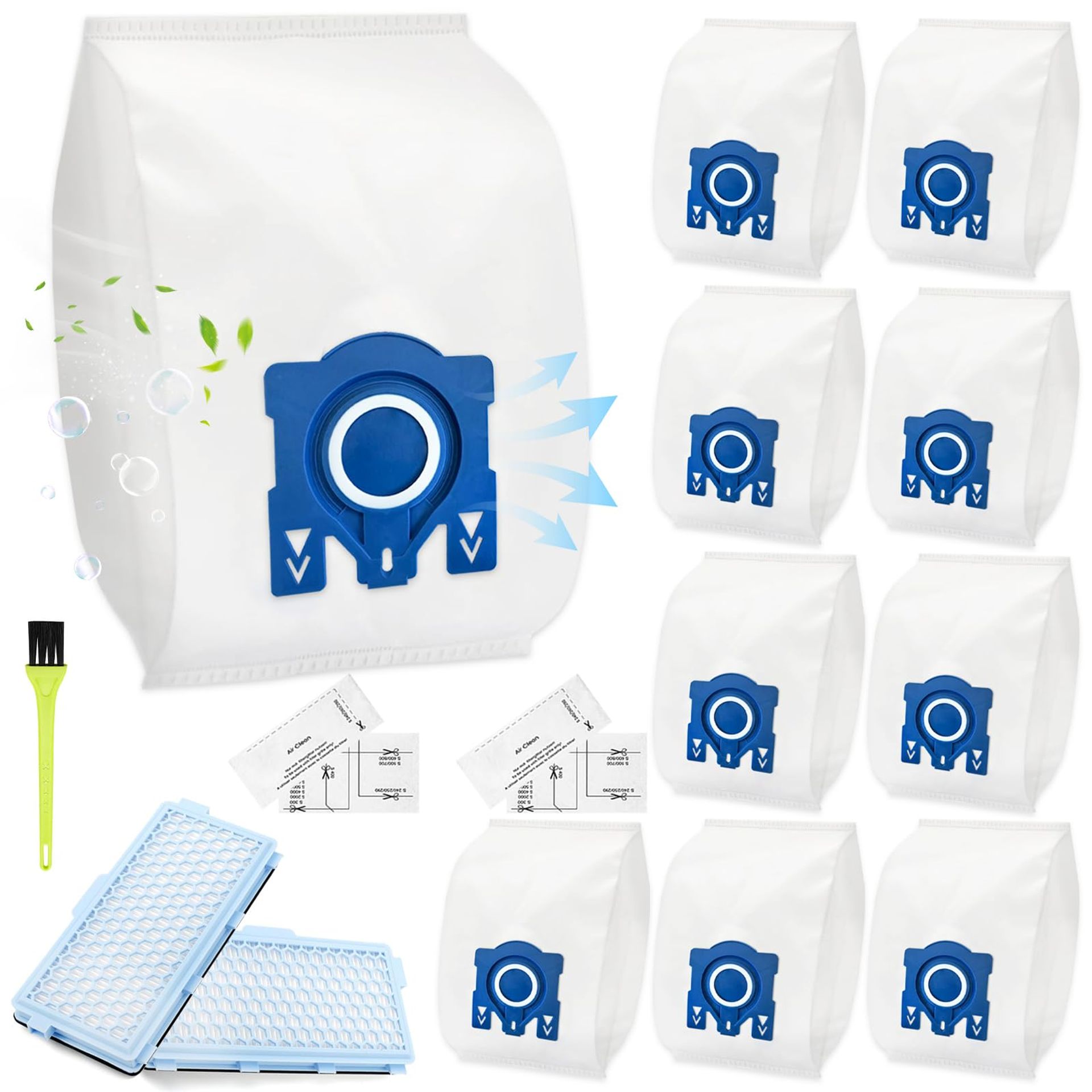 Vacuum Cleaner Bags for Miele GN with 2 HEPA Filters Compatible with Classic C1, Complete C2 C3, S240, S400i, S2, S5, S8 Series - White MIE-610