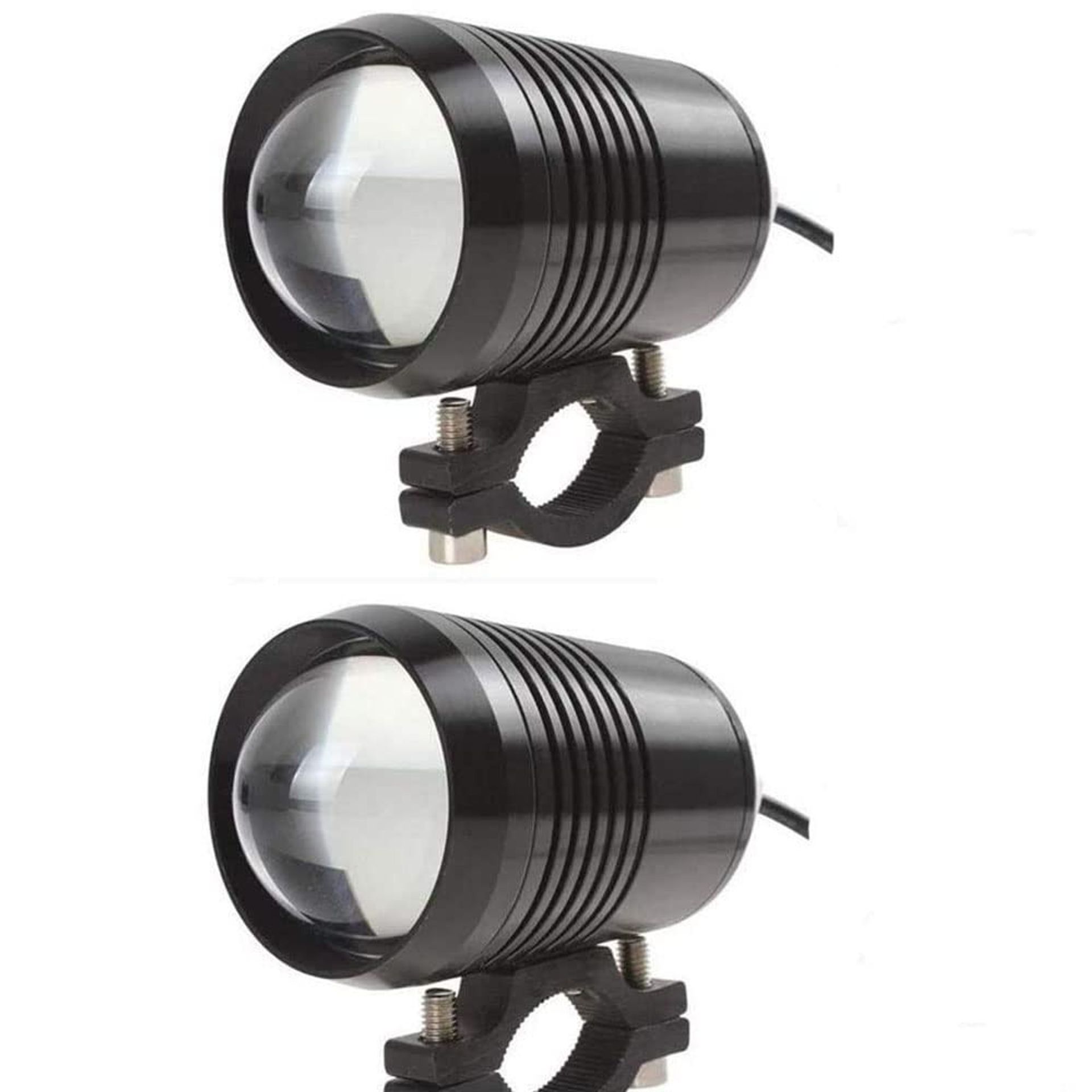 12V-80V 30W LED Motorcycle Driving Fog Spotlight U2 Beads 3-Mode Headlamp - Black Pair