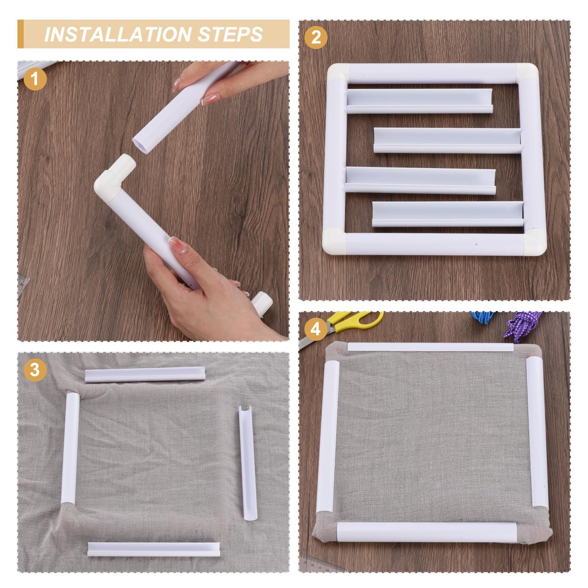 5-In-1 Square Embroidery Hoop Set PVC Cross Stitch Frames DIY Sewing Tool