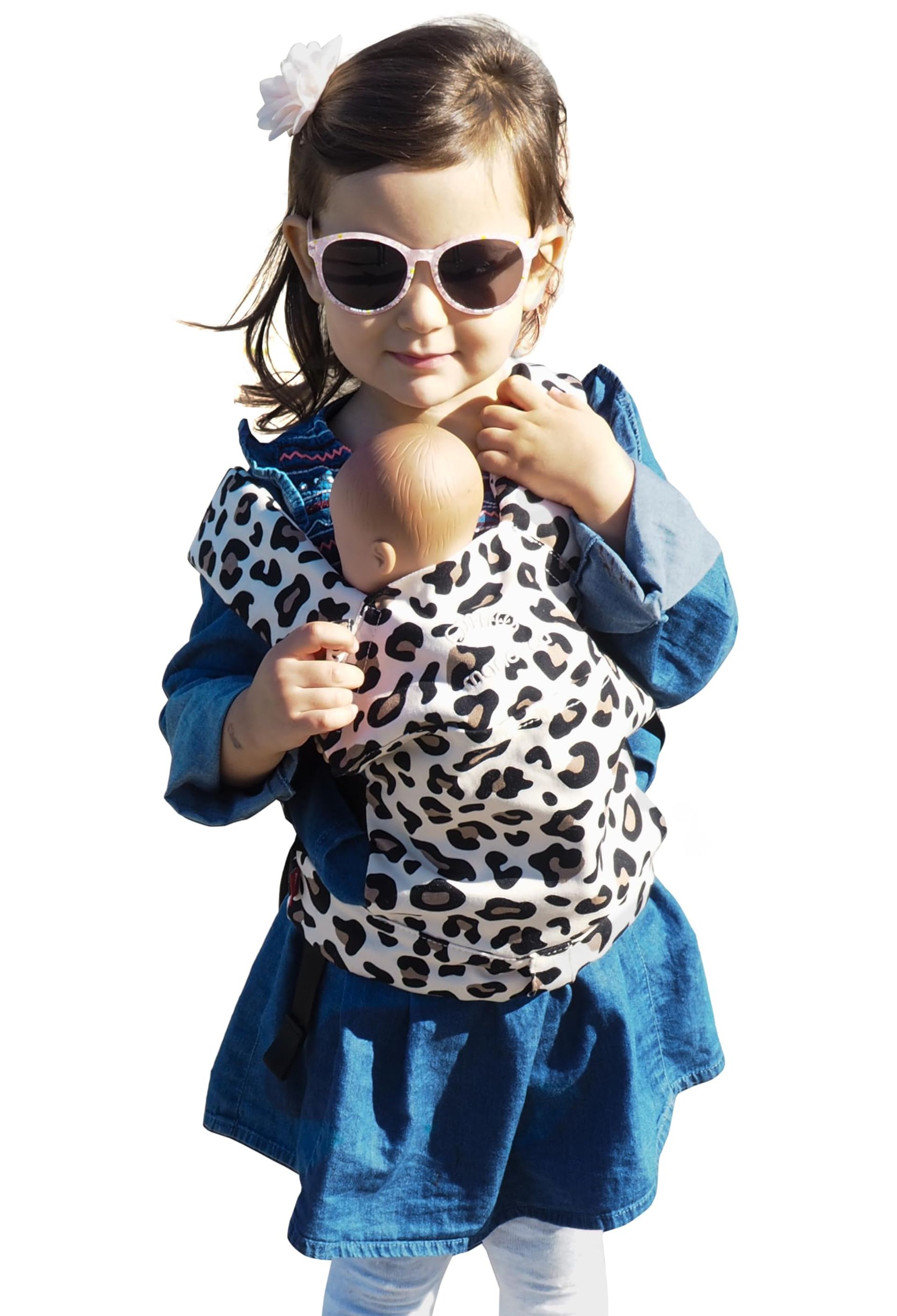 Children's Doll Carrier Organic Cotton Adjustable Straps for Dolls & Toys - Leo Leopard