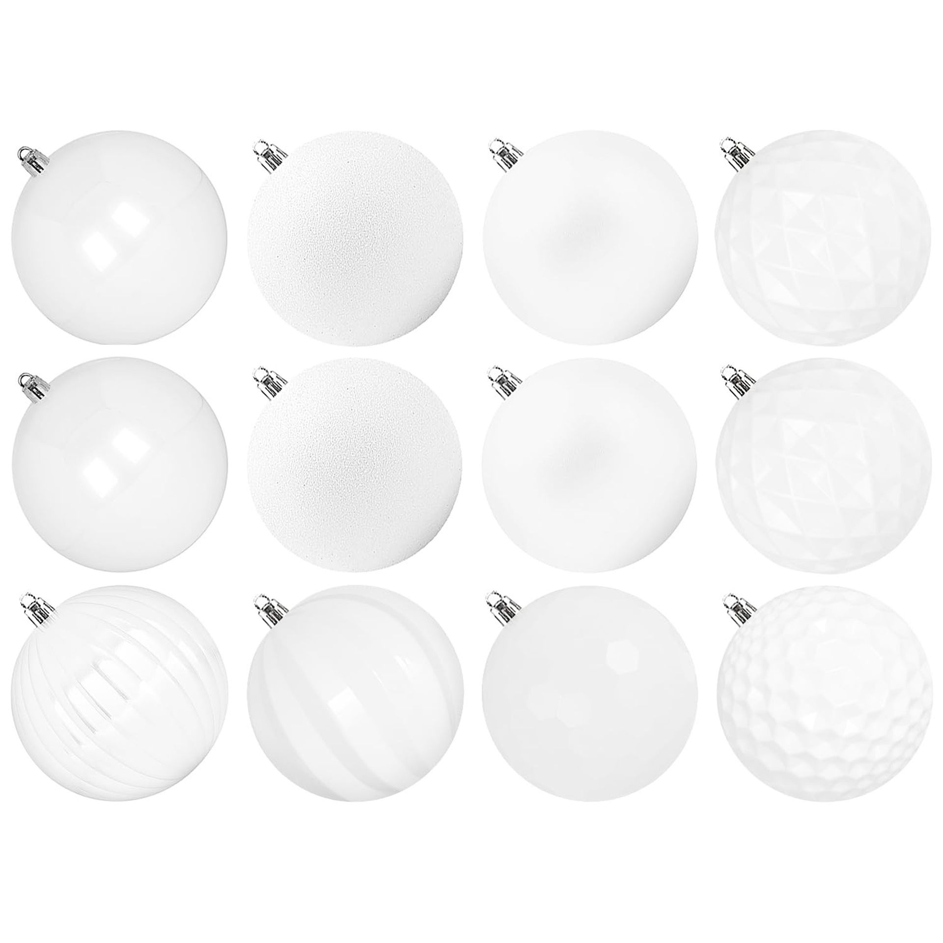 Extra Large Outdoor Christmas Ornaments Shatterproof Plastic Balls Set of 8 – Ideal Lawn or Tree Decorations - White 15cm