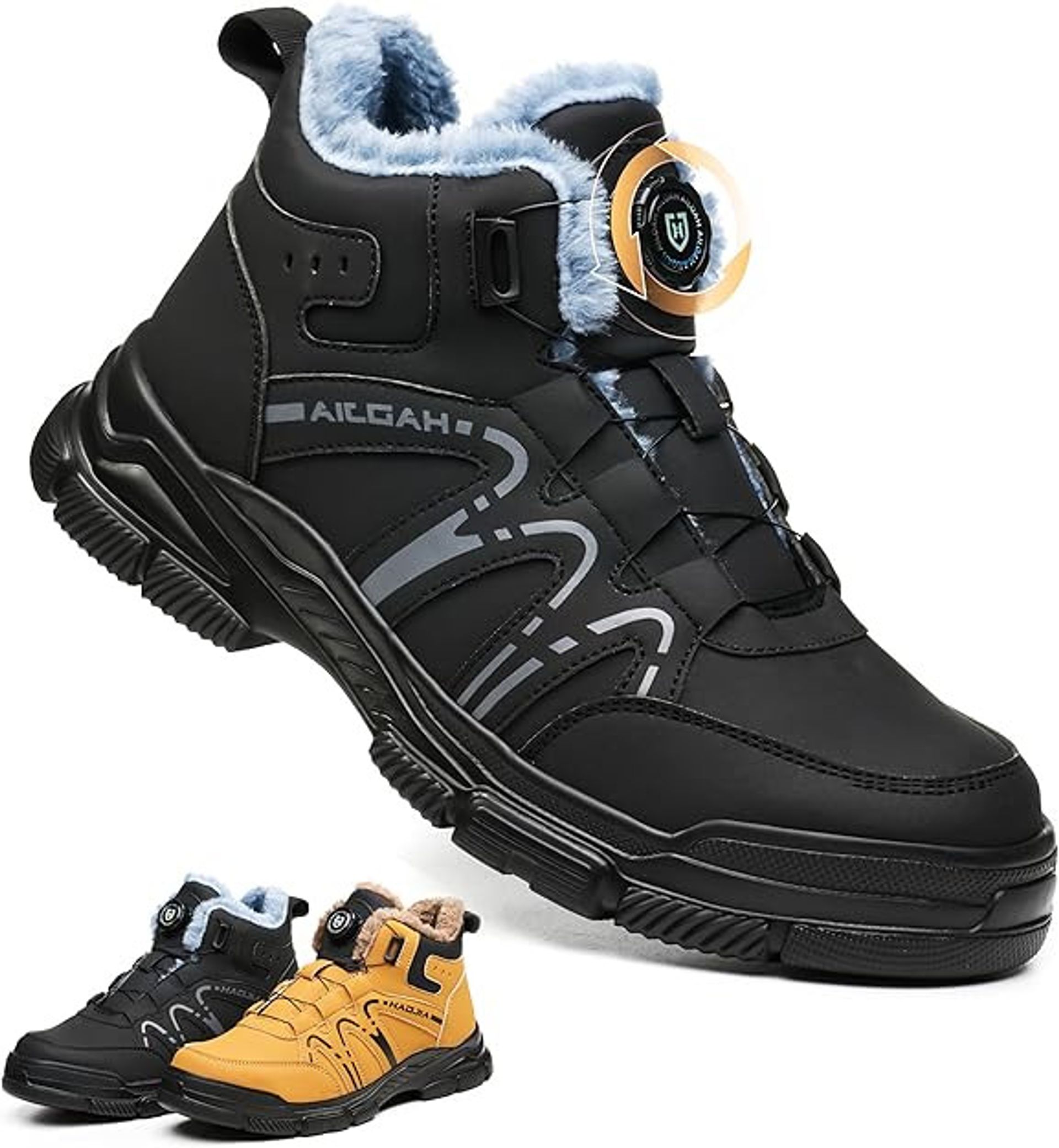 Men's & Women's Thermal Steel Toe Safety Work Boots Waterproof Lightweight Slip-Resistant Trainers - Black 11.5 UK