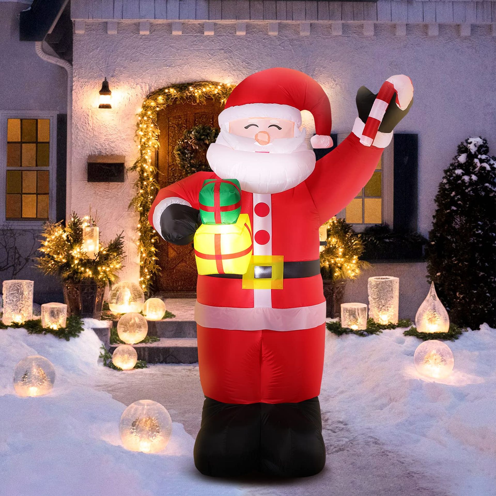 Inflatable Santa Claus 6ft Christmas Decoration with LED Lights for Indoor Outdoor Garden Display - Red 6ft
