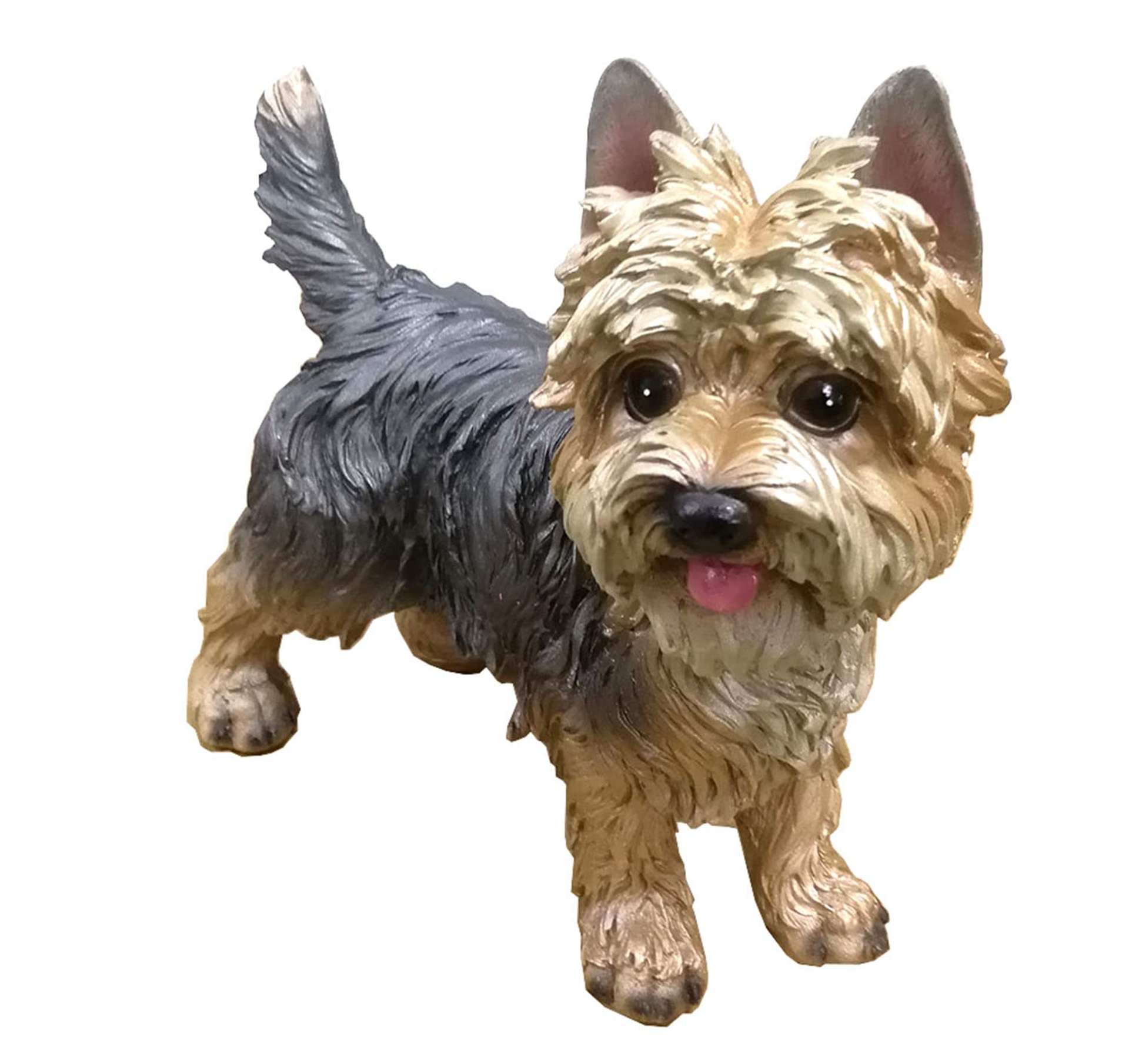 Hand-Painted Resin Yorkshire Terrier Statue Realistic Dog Sculpture for Indoor & Outdoor Décor - Multicolour 200x100x220mm