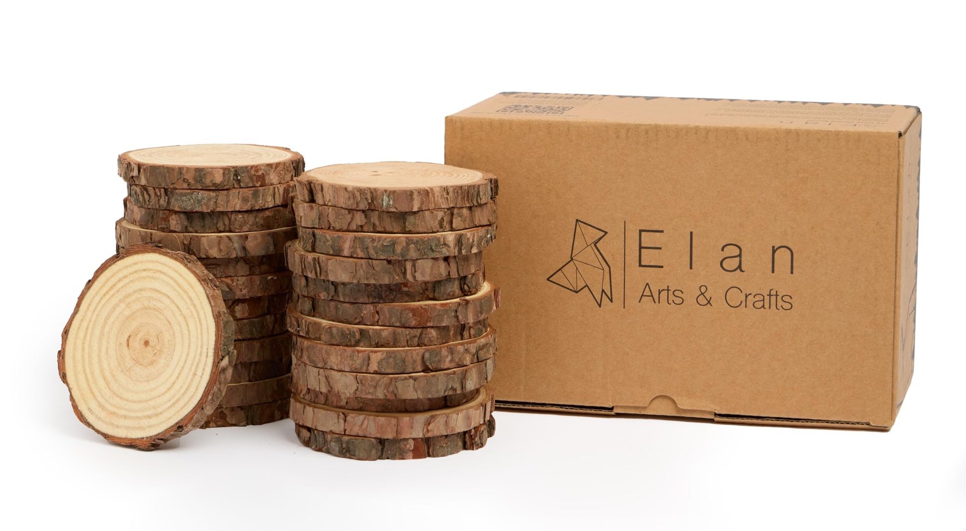 Natural Wood Slices Pack of 10 Round Wooden Discs for Crafts, Painting and Decorations - 17-19cm