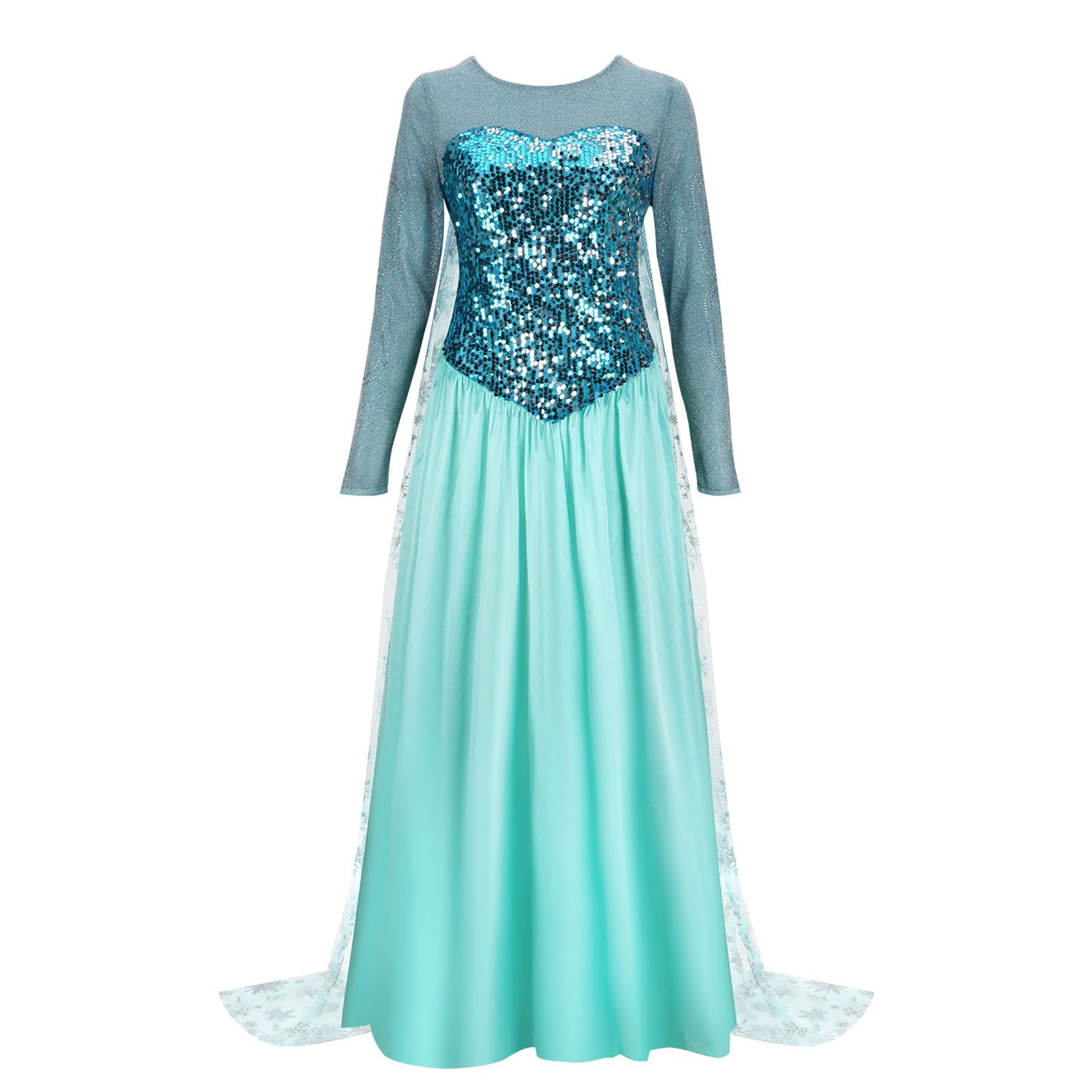 Women's Elegant Princess Dress Costume Floor-Length Fancy Cosplay Gown - Blue XS