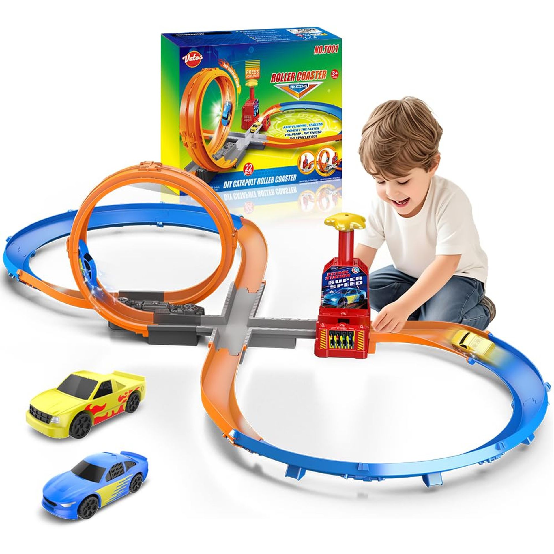 Slot Car Racing Track Set for Kids 360° Loop DIY Electric Race Track Toy - Multicoloured Medium