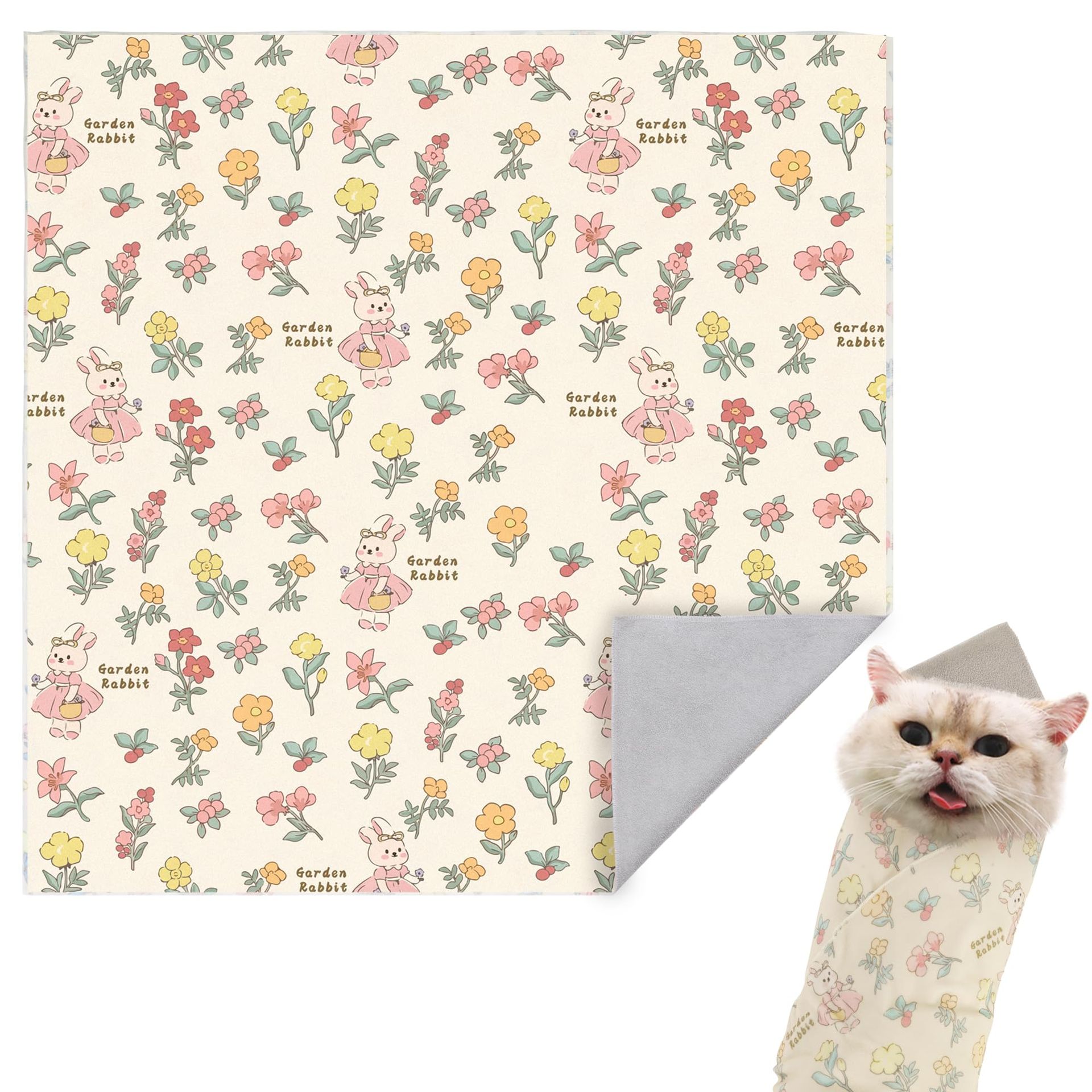 Self-Adhesive Cat Grooming Wrap Scratch-Resistant Dustproof Washable Cloth for Pets, Electronics & Cosmetics - Bunny 70x70cm