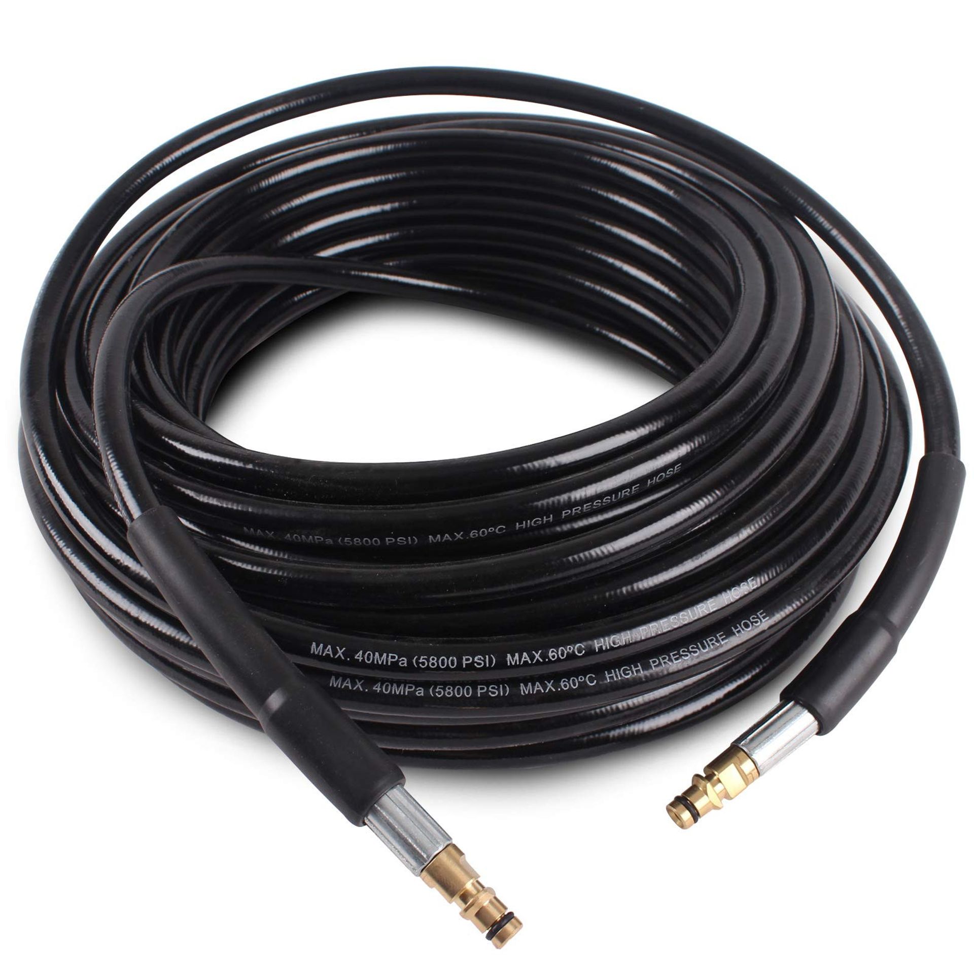 High Pressure Washer Replacement Hose Compatible with Karcher K2–K7 Quick Connector Durable 15m Extension - Black 15m