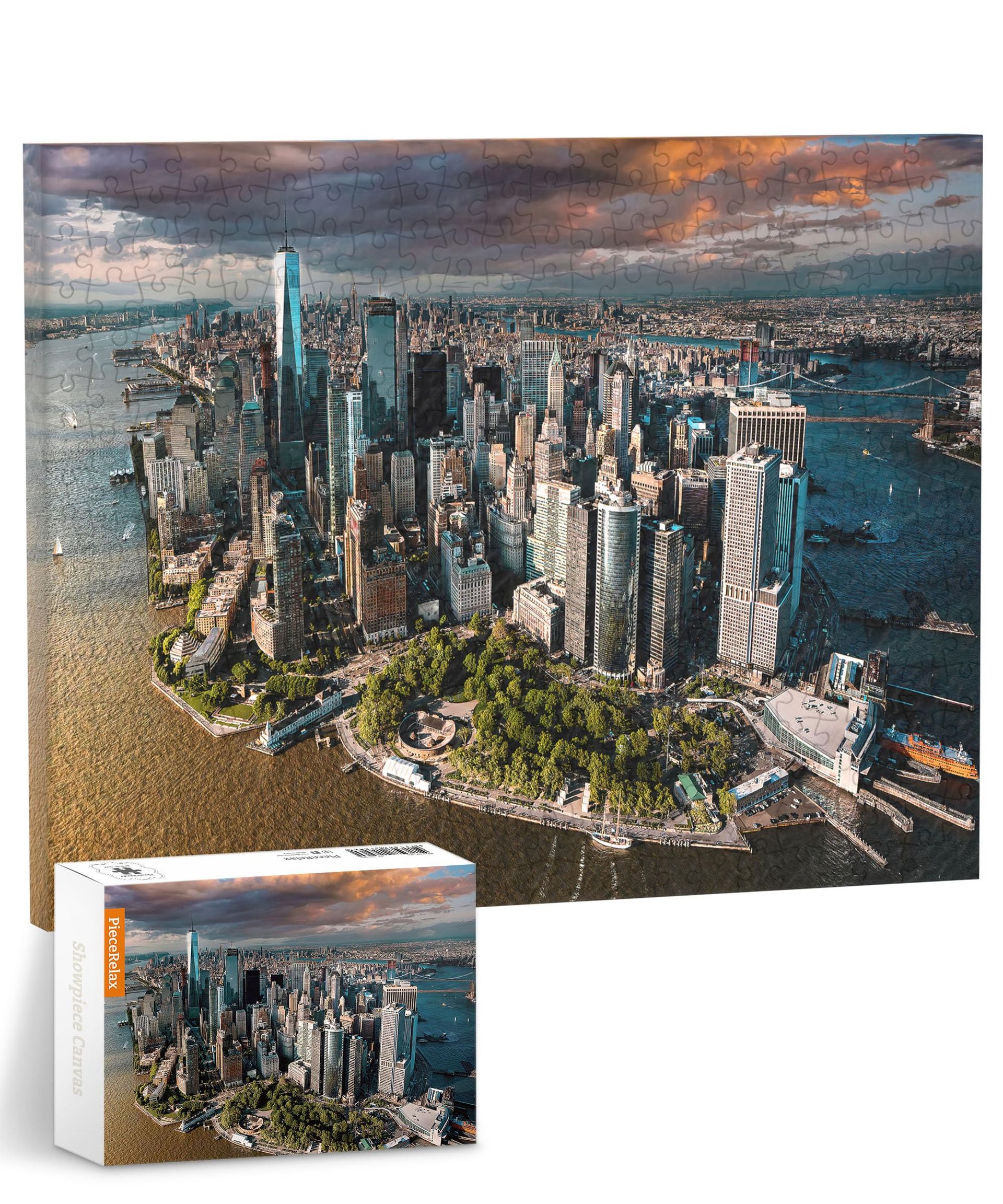 Canvas Wall Art Jigsaw Puzzle for Adults Aerial Photography of New York City 366 Pieces - Henry Do - Aerial Photography - New York City, USA 12 x 9.25 Inches