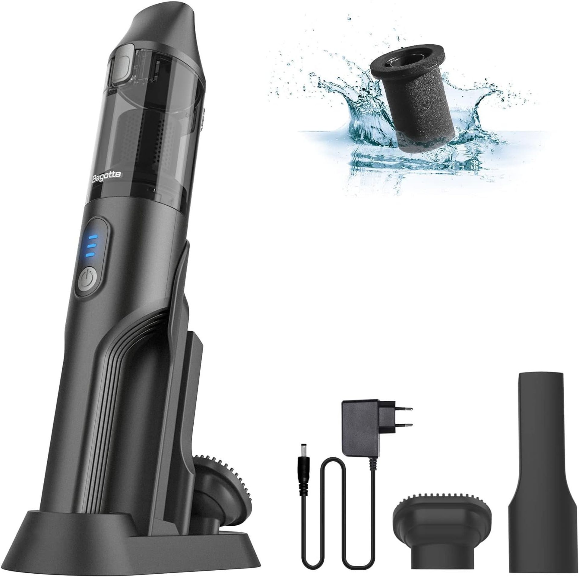 Handheld Vacuum Cleaner Cordless 12000Pa Wet & Dry Suction 35min Runtime Lightweight Rechargeable for Car, Home & Office - Black BHV10
