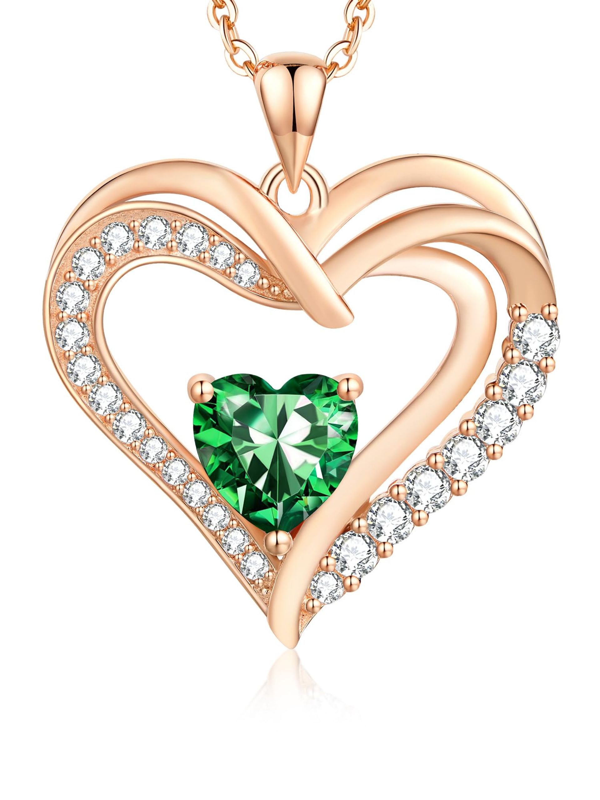 18K Rose Gold Plated Sterling Silver Birthstone Necklace for Women, Elegant Jewellery Gift for Birthday or Anniversary - Rosegold May - Valentines