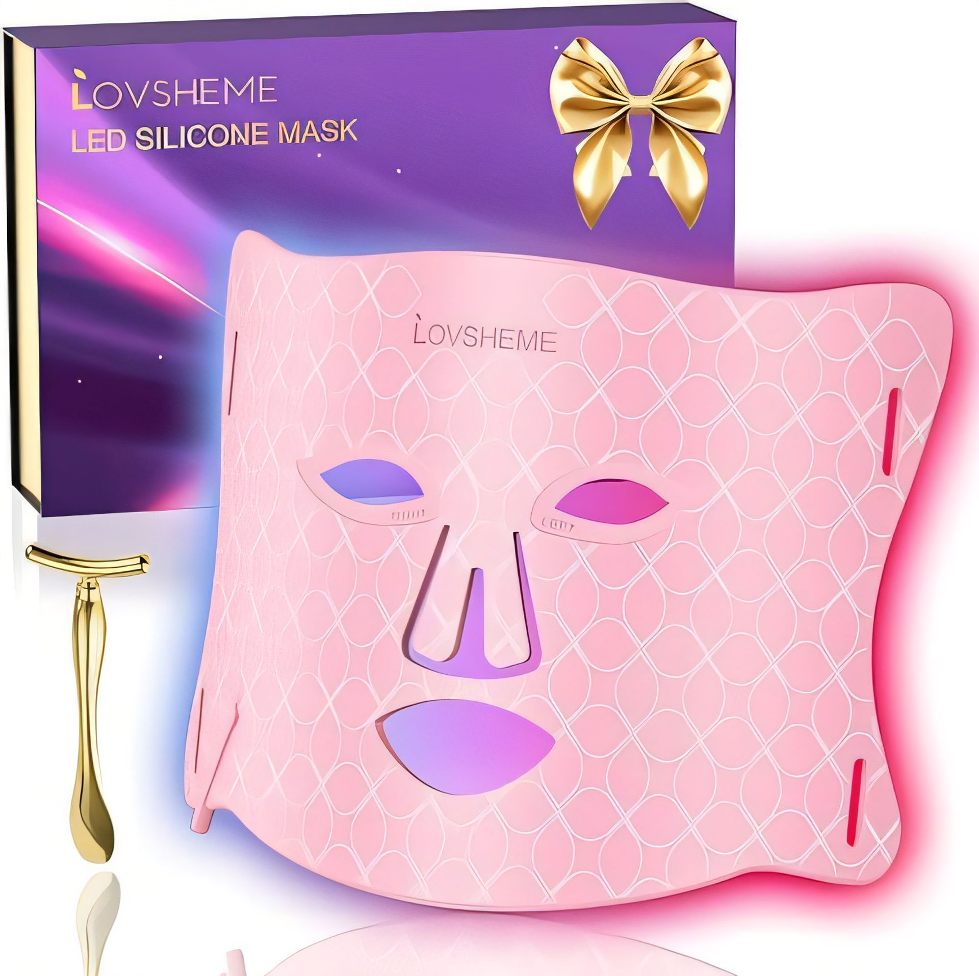 Lovsheme LED Face Mask - FDA Approved Red Light Therapy Mask for Acne, Wrinkles, and Skin Rejuvenation - 3 Light Modes & Timing Settings, 280 LED Bulbs Red Light Therapy for Face with Eye Protection