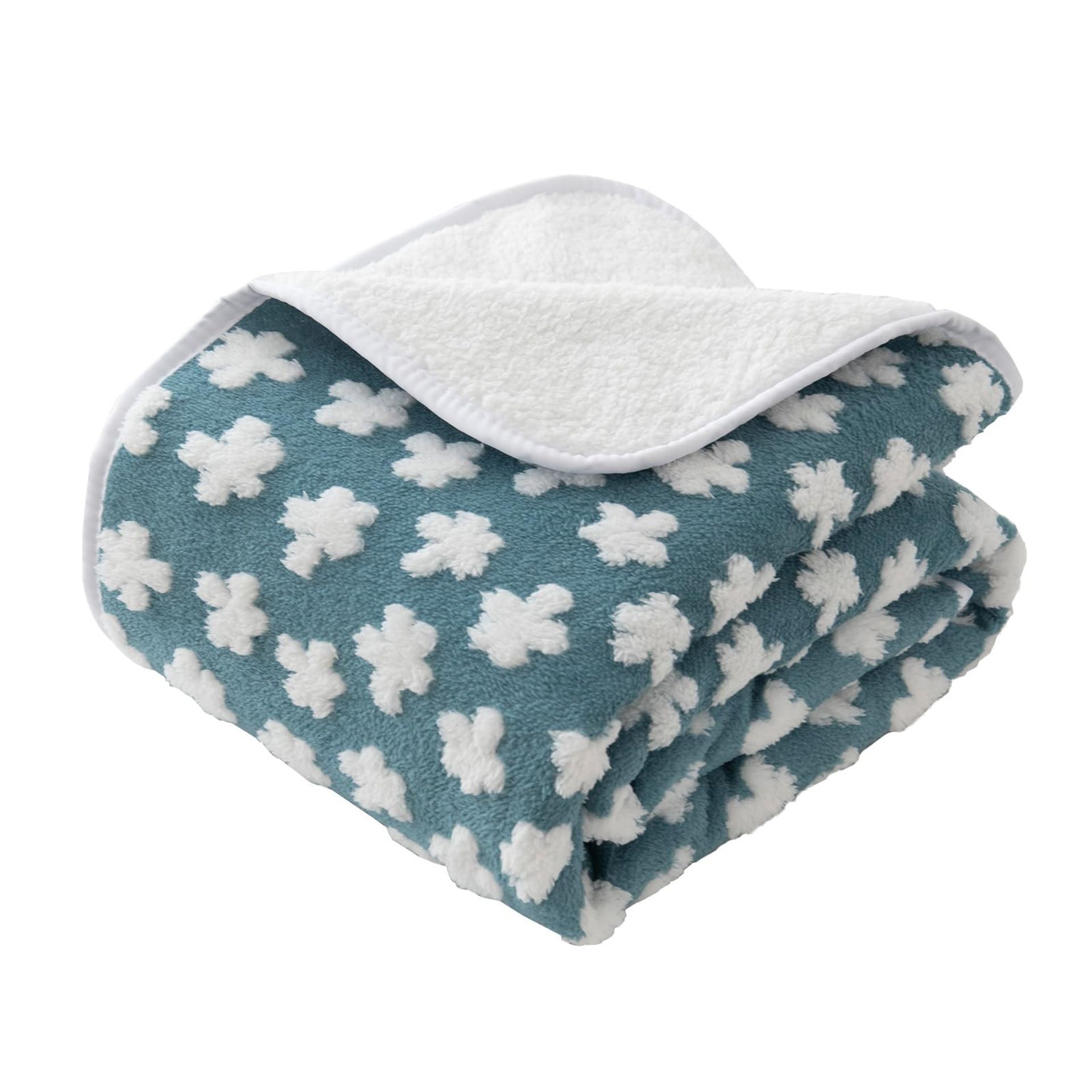 Waterproof Dog Blanket Washable Plush Pet Throw Soft 3D Cloud Texture Protects Beds & Sofas - Blue Grey 160x190cm