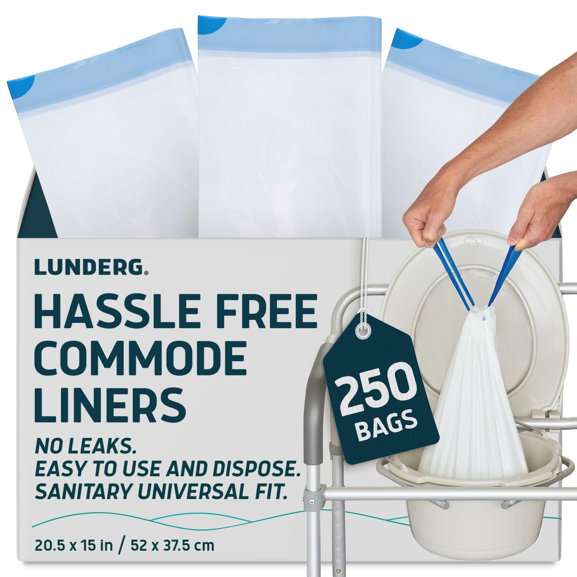 Commode Liners Value Pack 250 Universal Fit Disposable Toilet Bags for Bedside, Camping or Travel Use - White 250 Count