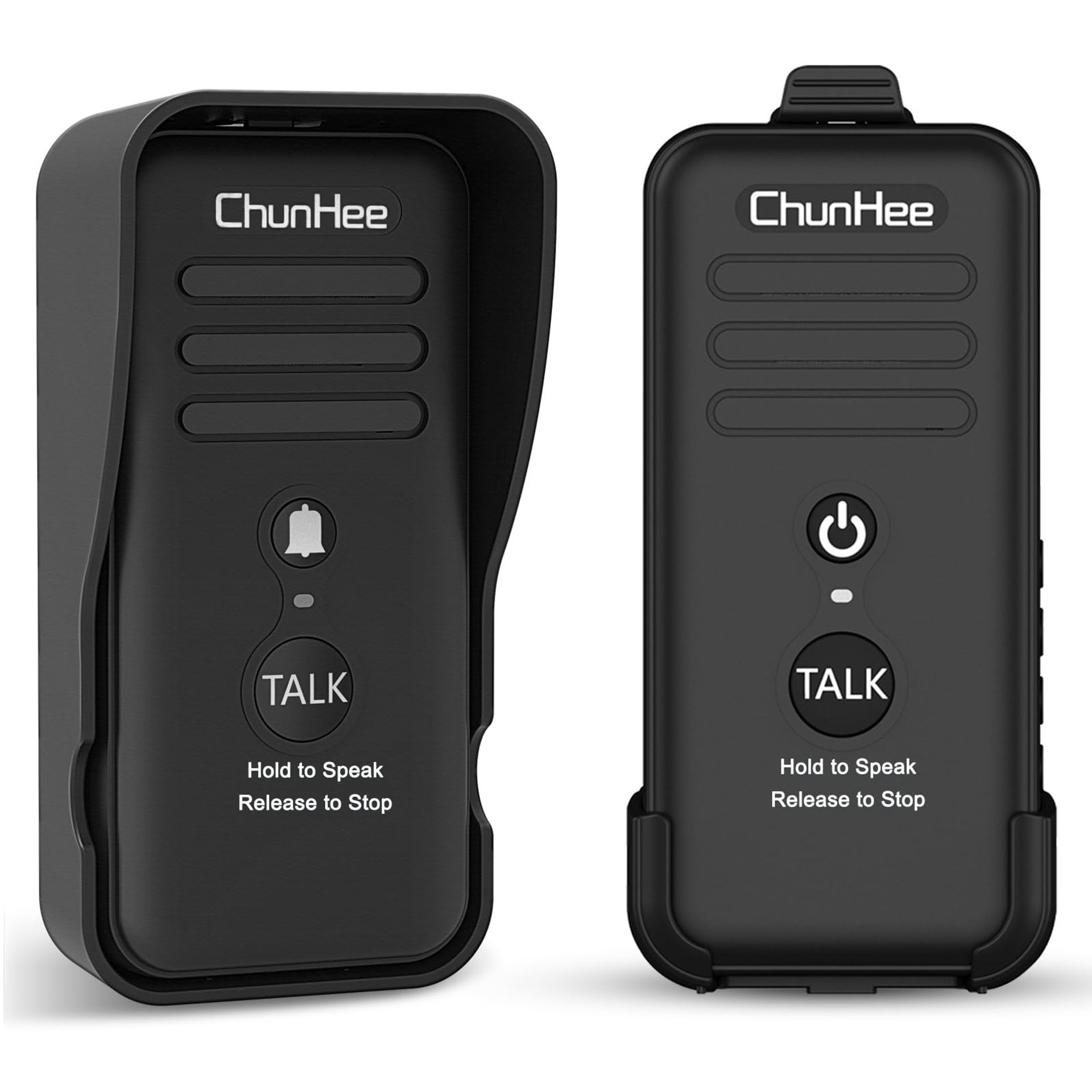 Wireless Intercom Doorbell Chime Two-Way Talk Security System 3000ft Range, 14 Chime Options, 4 Volume Levels, Rechargeable 2500mAh Battery - Black HI03-1