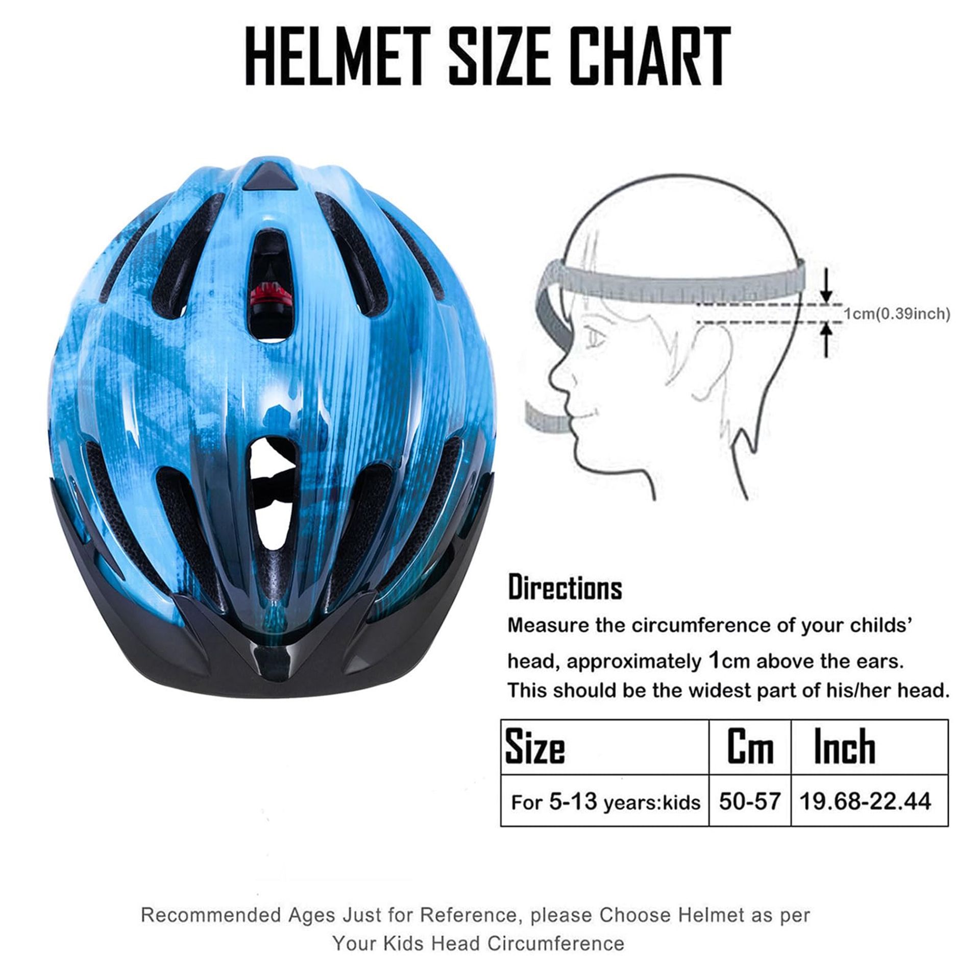 Kids Bike Helmet With Rear Light And Visor Adjustable Cycling Safety Head