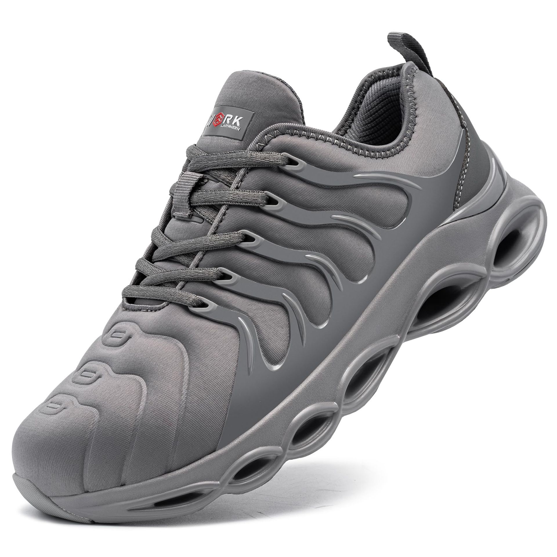 Men's Steel Toe Cap Safety Trainers Breathable Lightweight Work Shoes - Grey UK 6