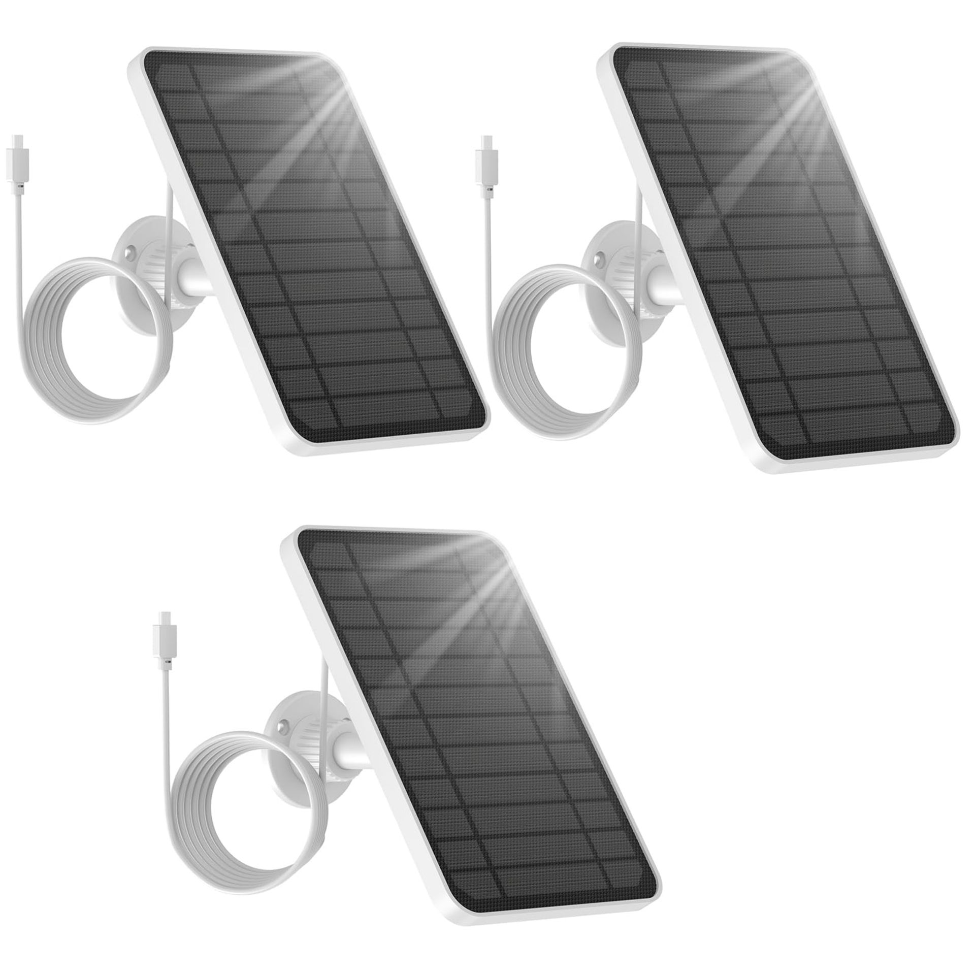 Solar Panel Charger Compatible with EufyCam 2C/2C Pro/2/2 Pro/E20/E40/E - 3 Pack