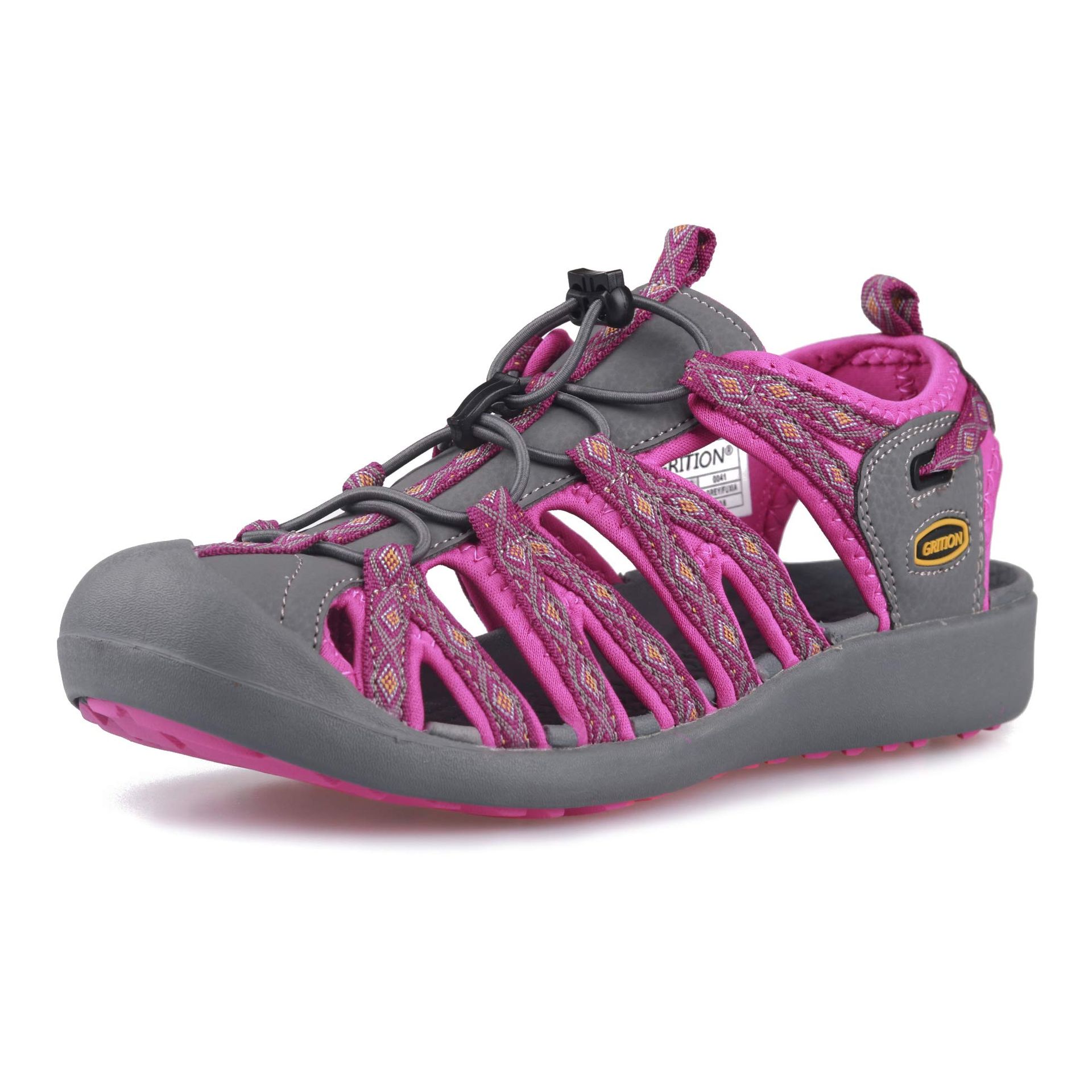 Women's Closed Toe Hiking Sandals Lightweight Breathable Outdoor Sports Footwear Water Shoes - Pink UK 5 Wide