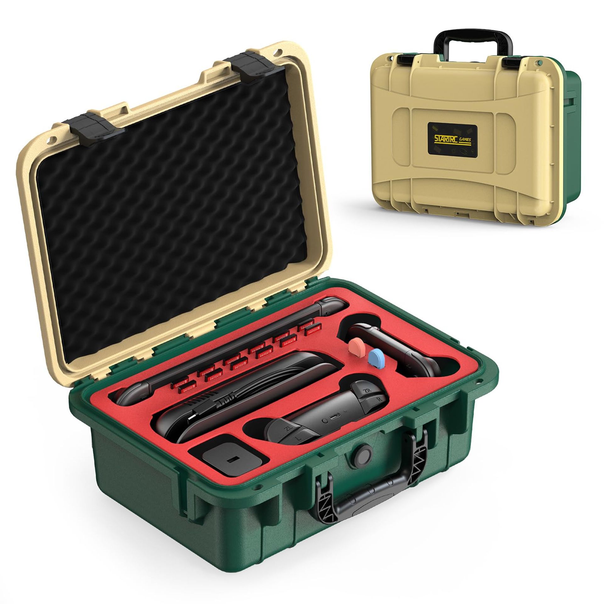 Hard Carrying Case for Nintendo Switch 2 Waterproof Shockproof Travel Storage Bag - Yellow & Green 13.7*10*5.9 inch