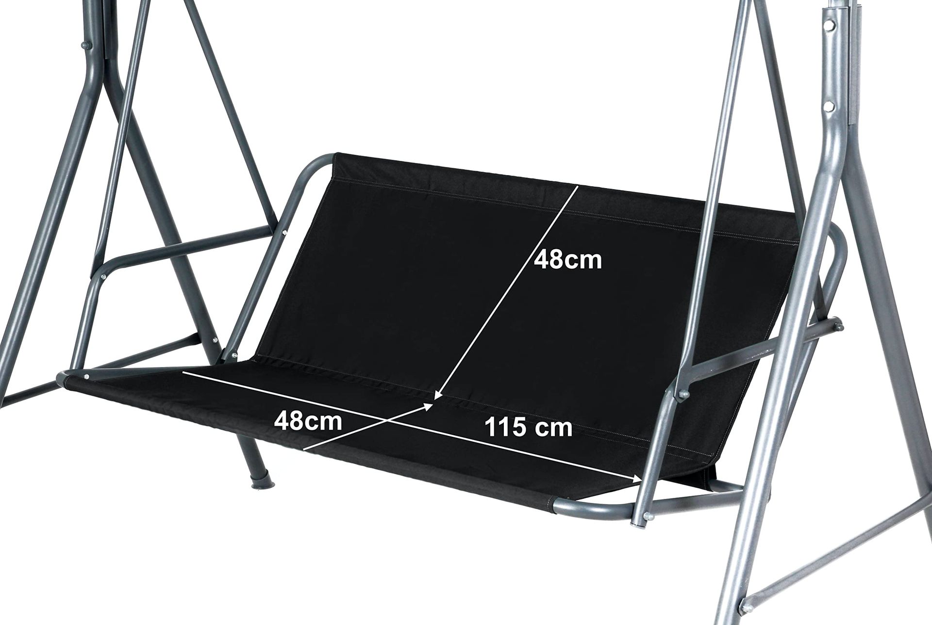 Replacement Garden Swing Seat Cover Waterproof UV Resistant Hammock Cushion Protector - Black 115cmx48cmx48cm