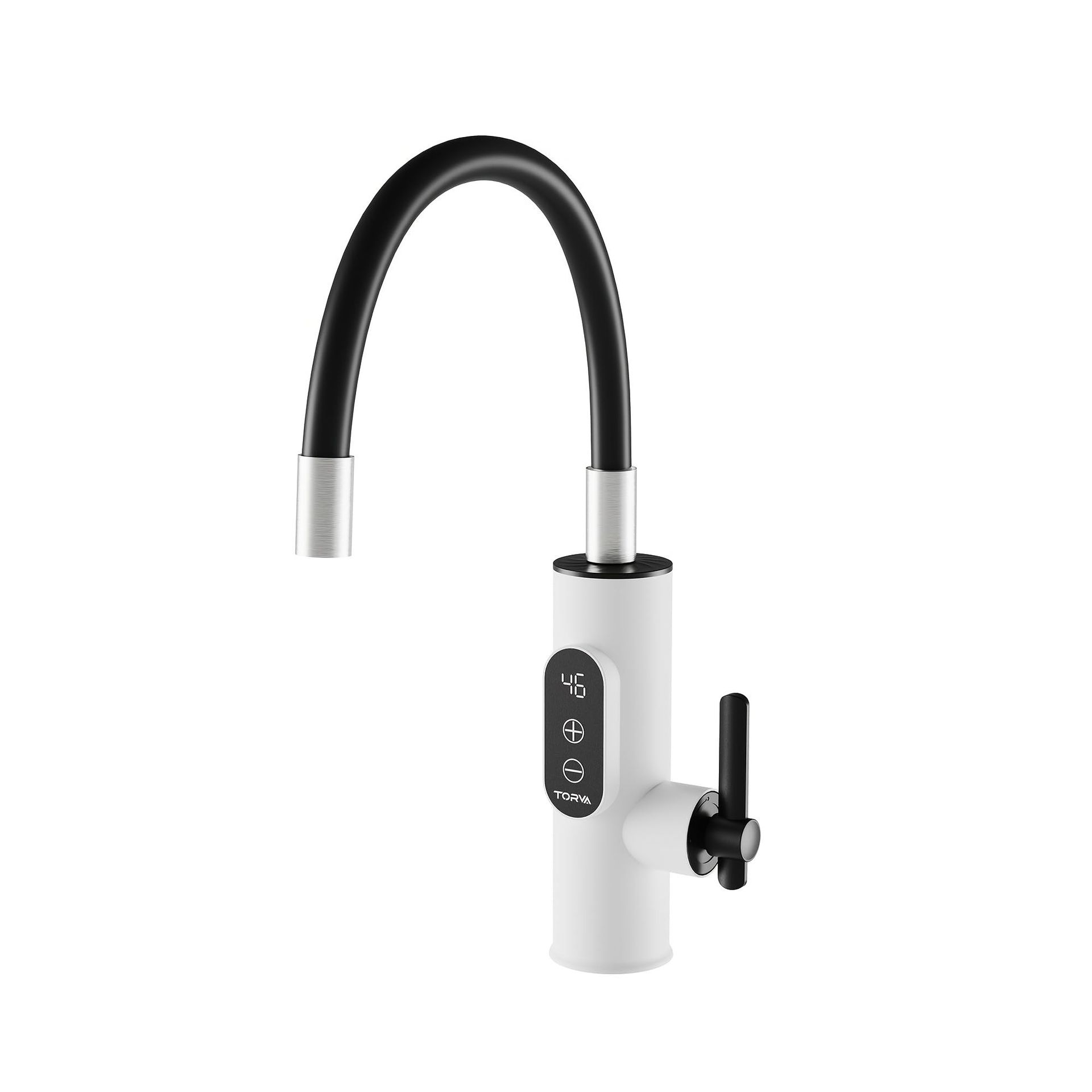 Instant Hot Water Tap Stainless Steel Electric Faucet 360° Rotatable with Digital Display Fast Heating - White WM-SS-2H