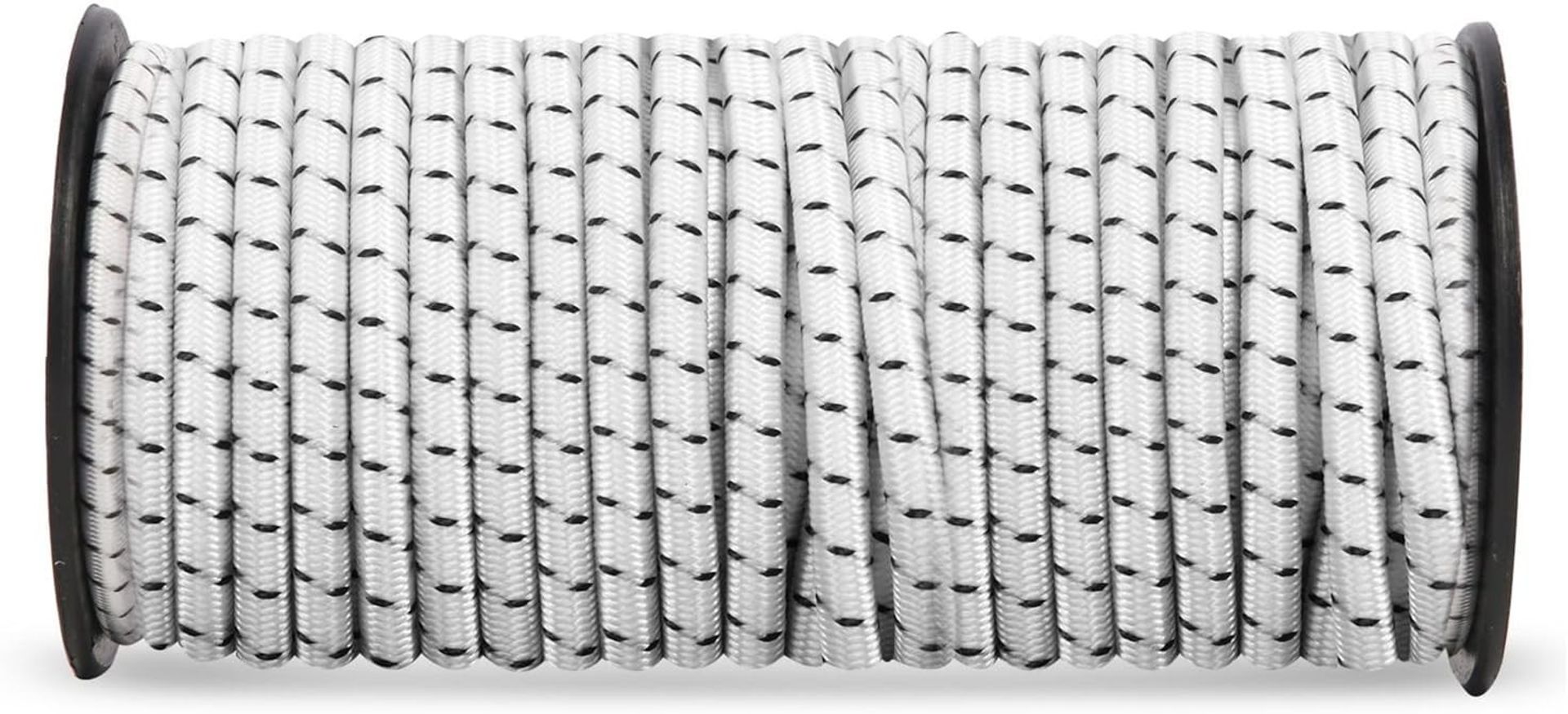 Elastic Bungee Cord 5mm Shock Rope for Cargo Nets, Luggage, DIY Projects, Camping & Outdoors - White & Black 30m