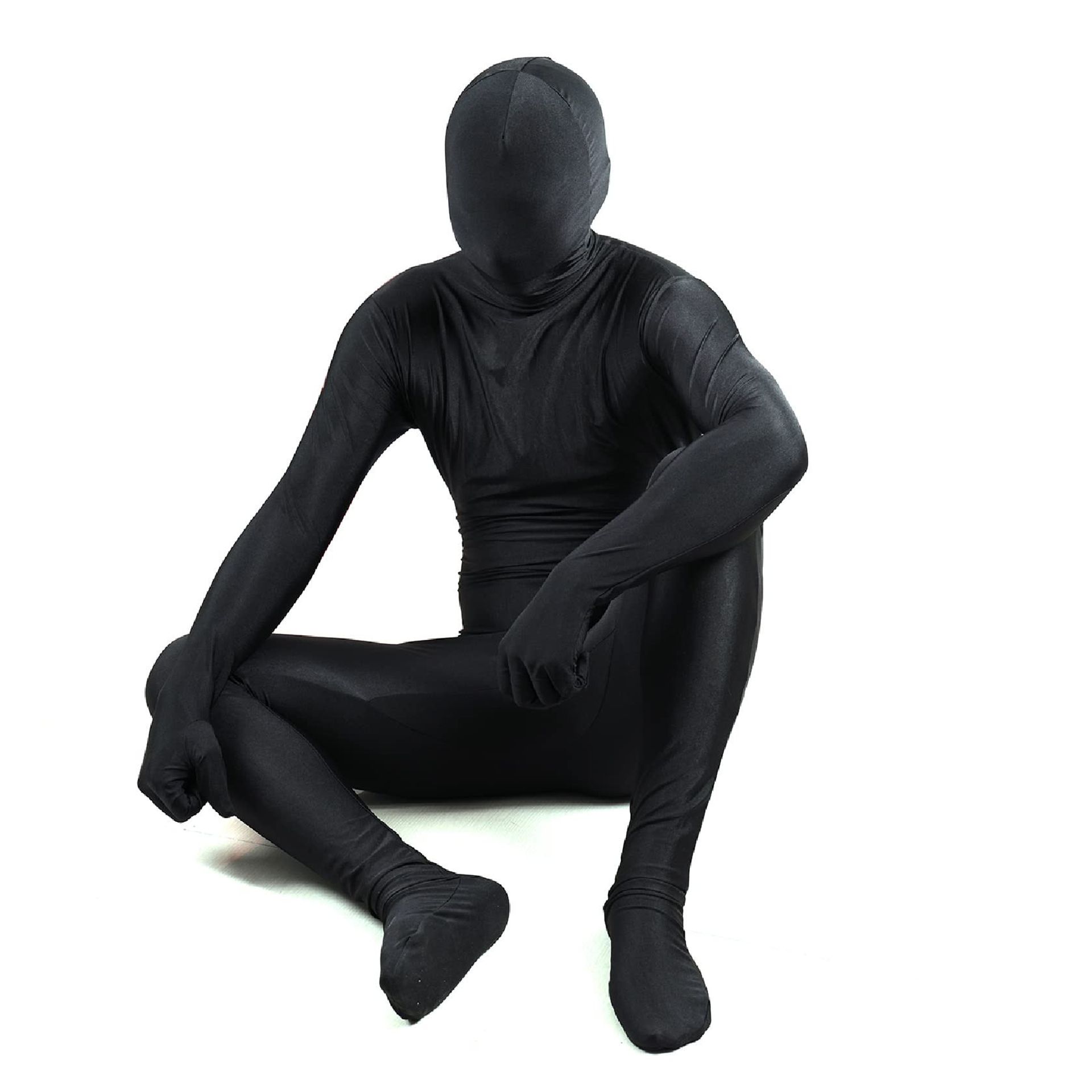 Full Body Suit for Women and Men Stretch Lycra Halloween Costume with Zipper Closure - Black XL - Student Essentials