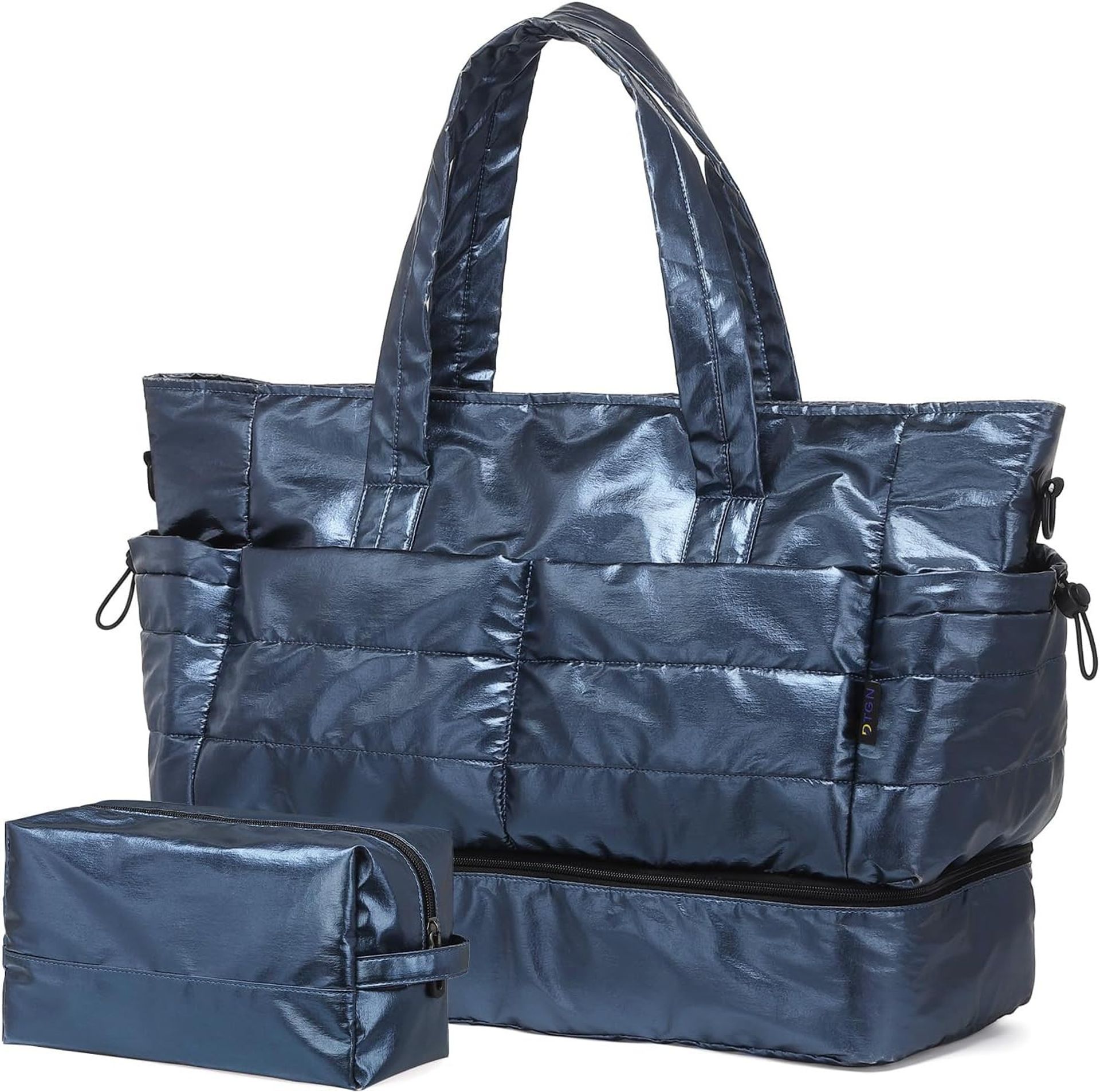 Women's Travel Duffel Bag 50L Weekender Holdall with Shoe Compartment and Toiletry Bag - Dark Blue 50L - Student Essentials