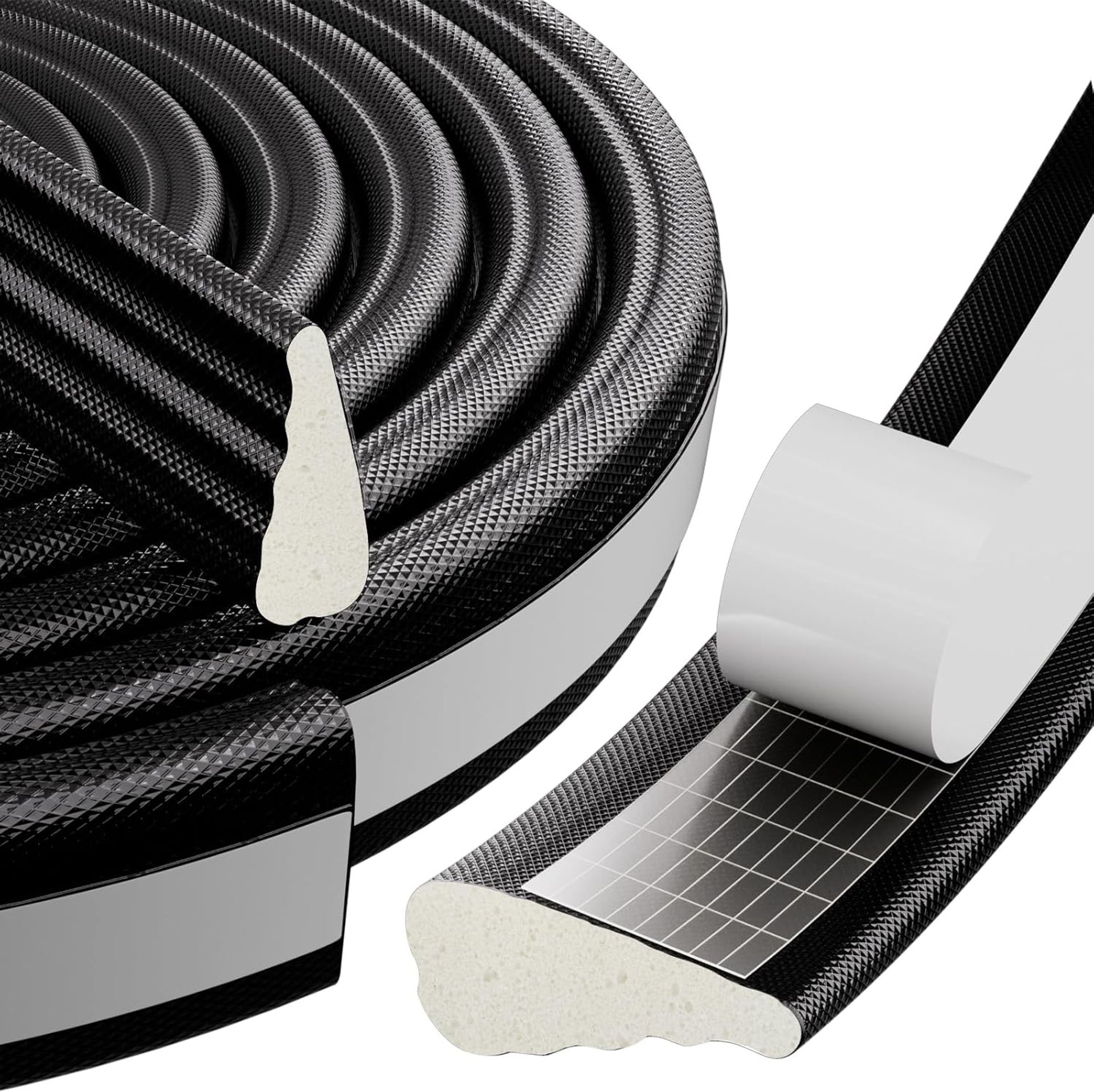 Self-Adhesive Wedge Draft Excluder for Doors and Windows Noise & Weather Seal Strip - Black 5m*3pc