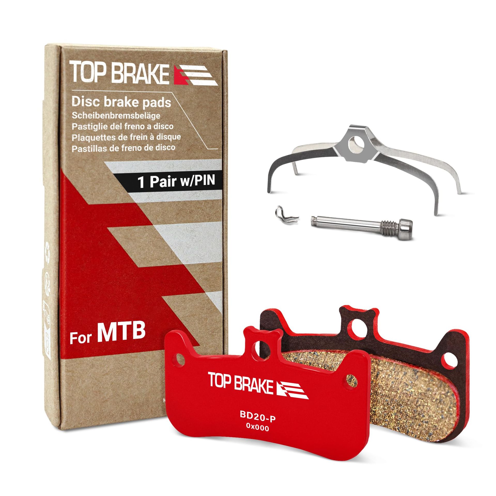 Mountain Bike Disc Brake Pads for Formula Cura 4 Ceramic Compound Silent Performance with Pin - Red BD20-P