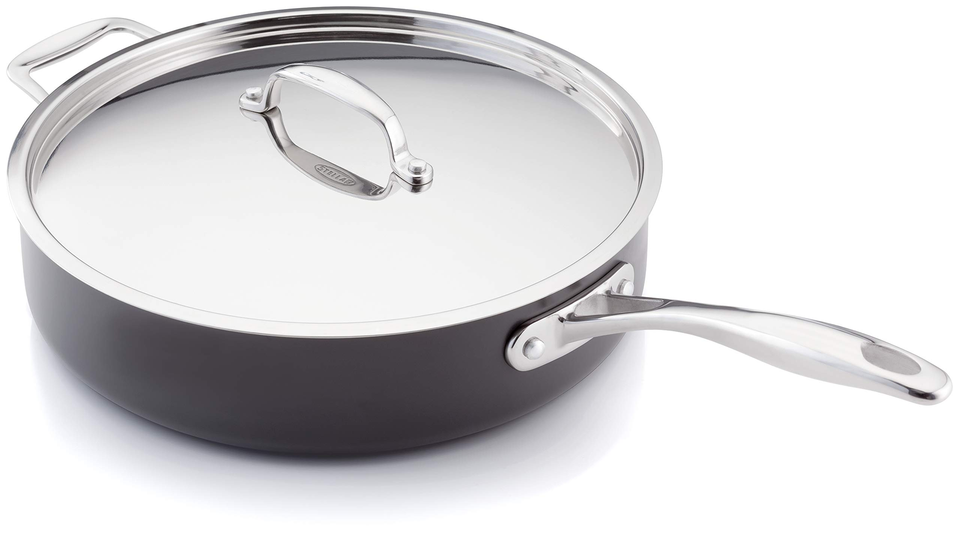 Stellar Saute Pan Hard Anodised Aluminium Triple Layer Non-Stick Oven & Dishwasher Safe - Black 28cm