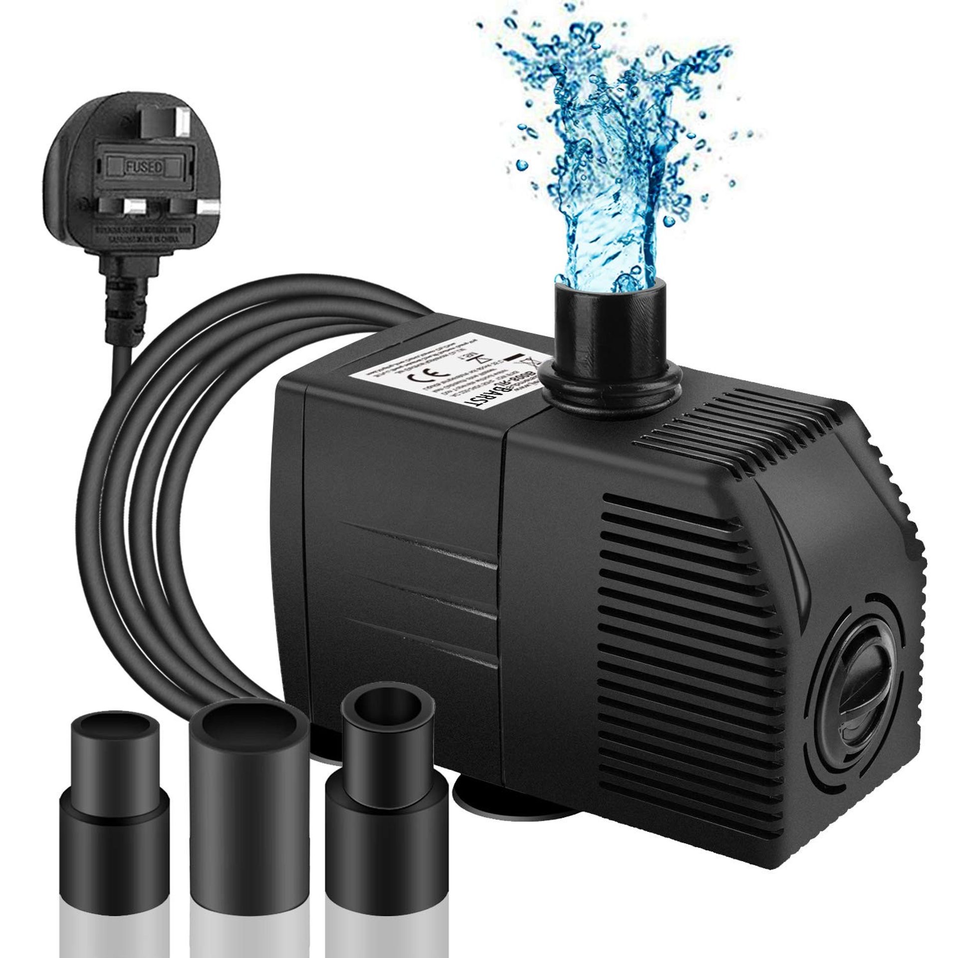 Submersible Water Pump 3000L/H Ultra Quiet with Filter for Aquariums, Ponds & Hydroponics - Black 3000F