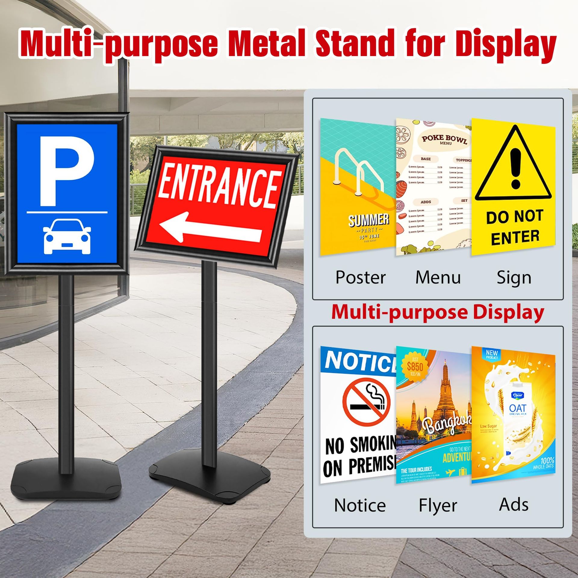Sign Stand Poster Display A3 Floor Standing Snap Frame With Heavy Duty Ba
